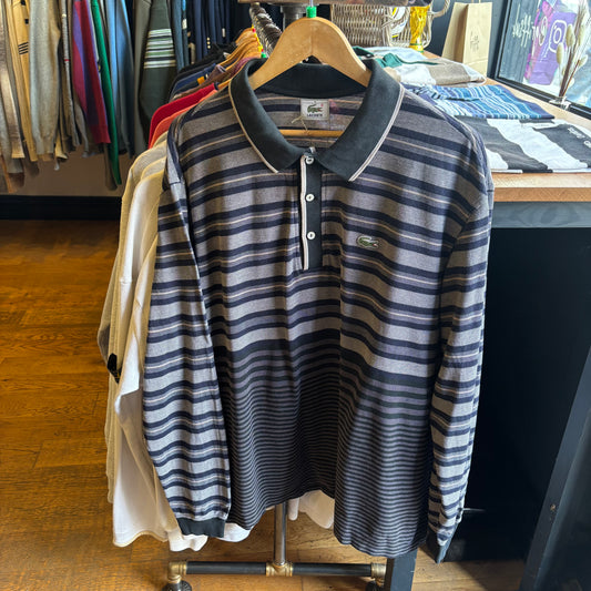 Lacoste Stripe Longsleeve Polo Shirt Navy (XL)