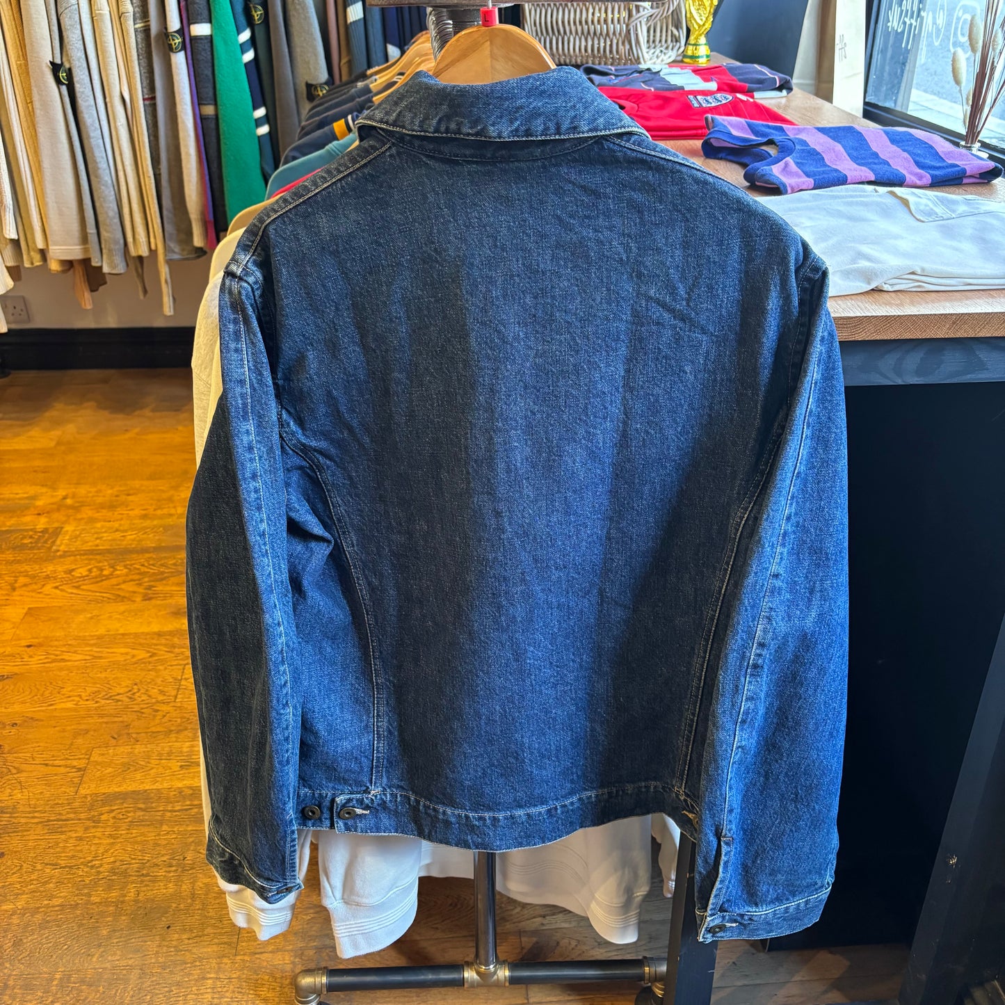 Burberry Nova Check Button Up Denim Jacket Blue (Large)