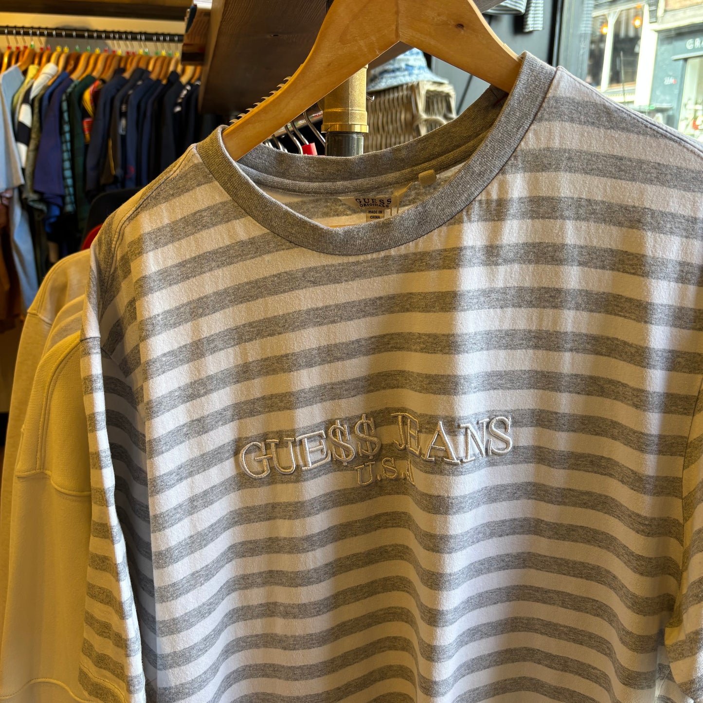 Guess X ASAP Rocky Stripe T-Shirt Grey/ White (XL)