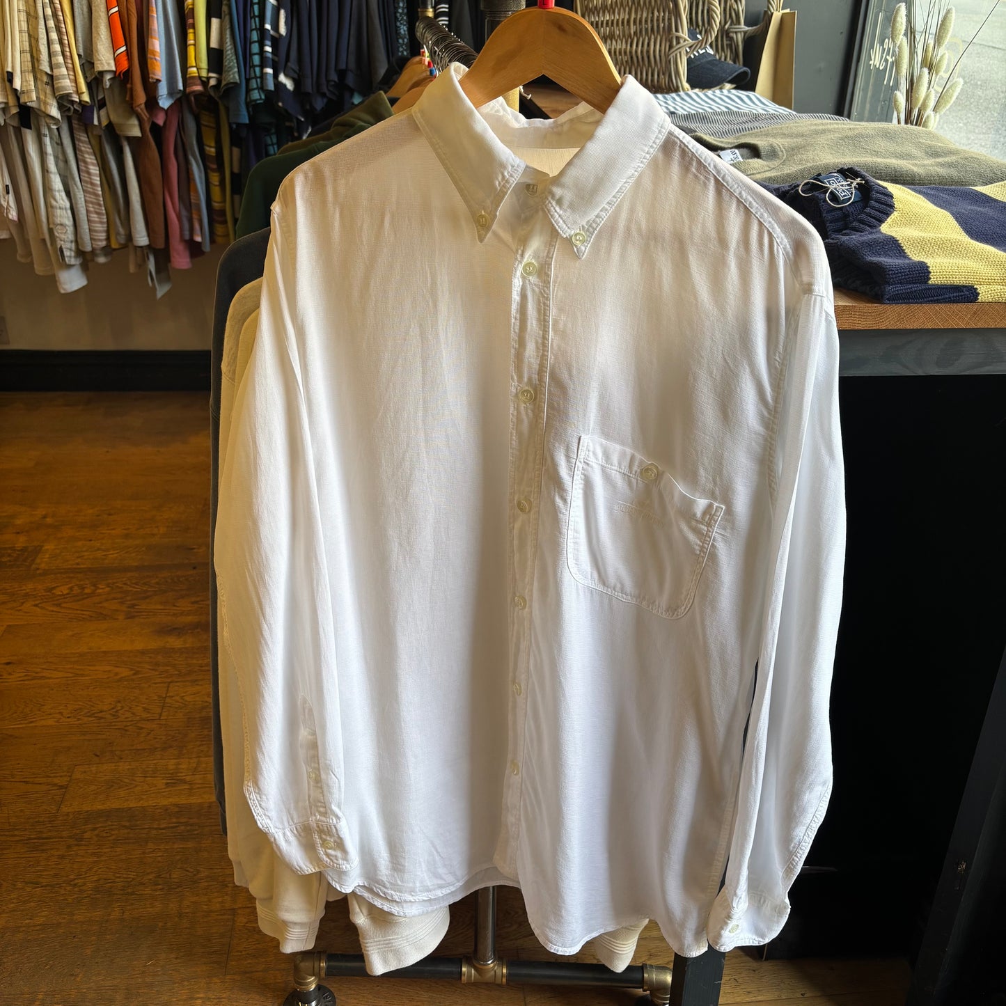 Armani Jeans 90s Linen Shirt White (Large)
