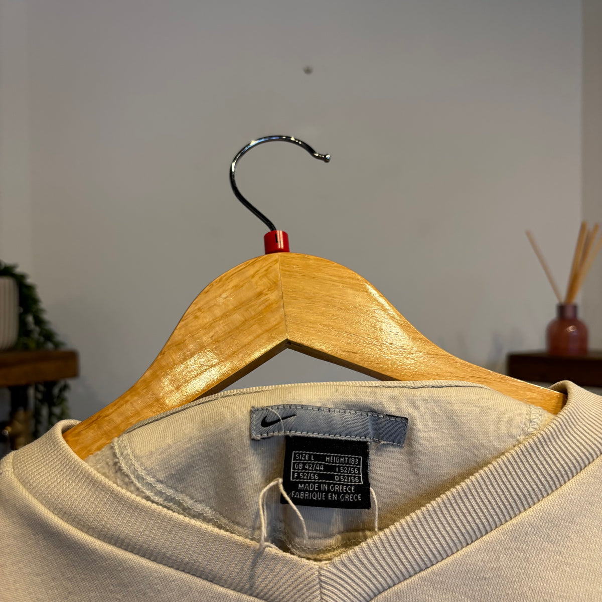 Nike Y2K Swoosh V Neck Sweatshirt Cream (Large)