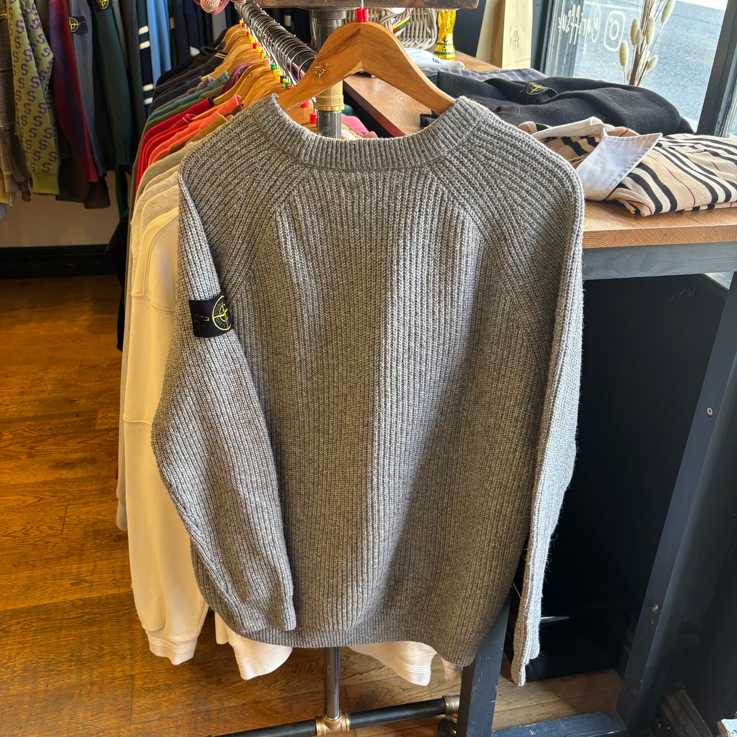 Stone Island A/W 2020 Ribbed Pullover Knit Jumper Grey (Large)