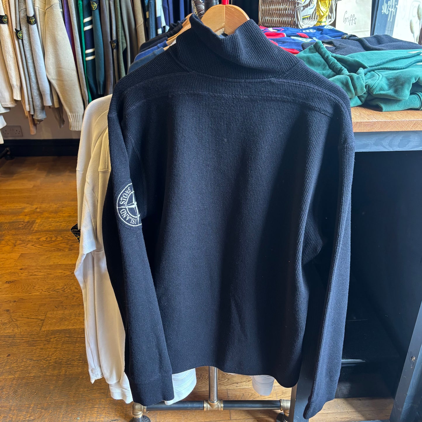 Stone Island A/W 2003 Quarter Button Jumper Black (Large)
