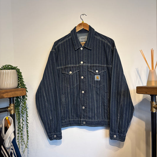 Carhartt Orlean Pinstripe Denim Jacket Blue (Medium)