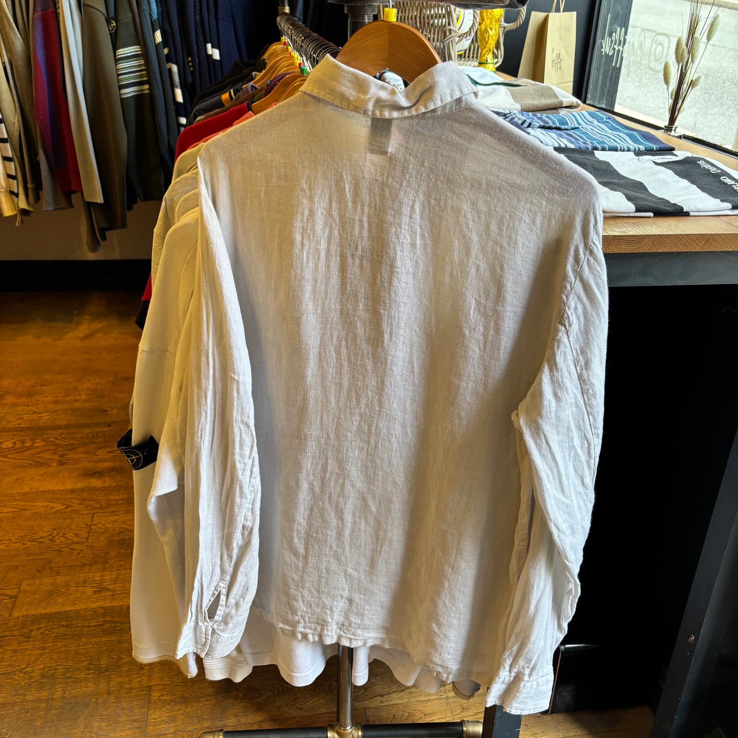 CP Company Relax S/S 2001 Zip Linen Shirt White (Medium)