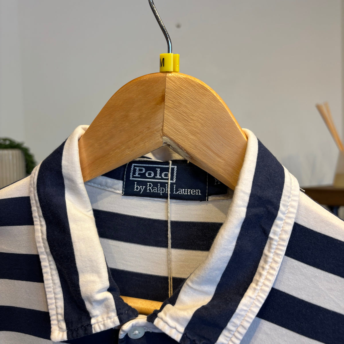 Ralph Lauren Stripe Polo Shirt Navy/ White (Medium)