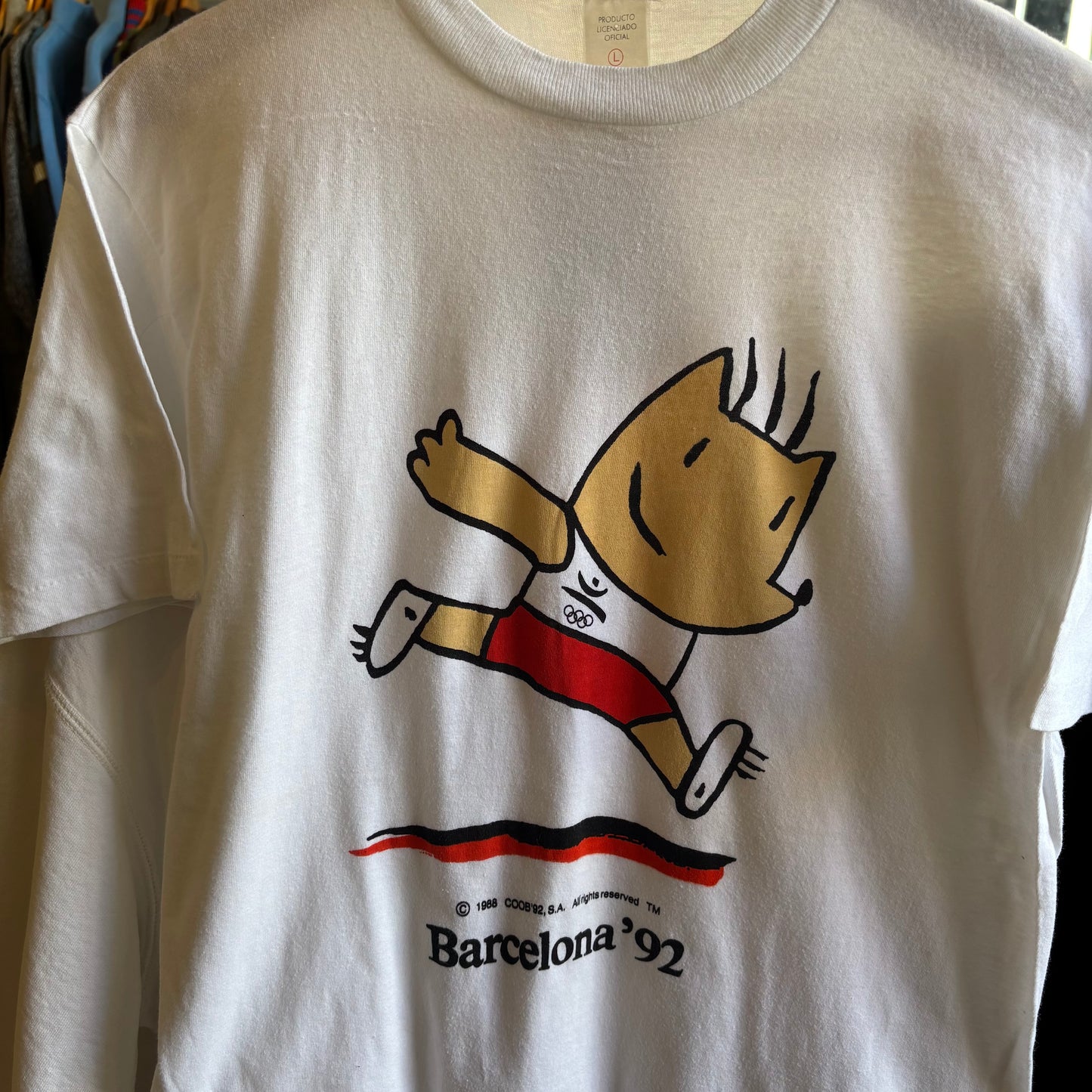 Barcelona Olympics 1992 Mascot Graphic T-Shirt White (Medium)