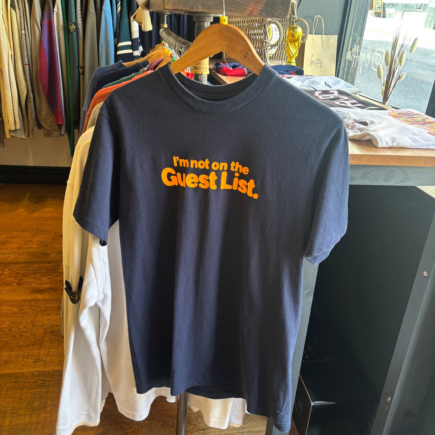 Stussy 90s I'm Not On The Guest List T-Shirt Navy (Medium)
