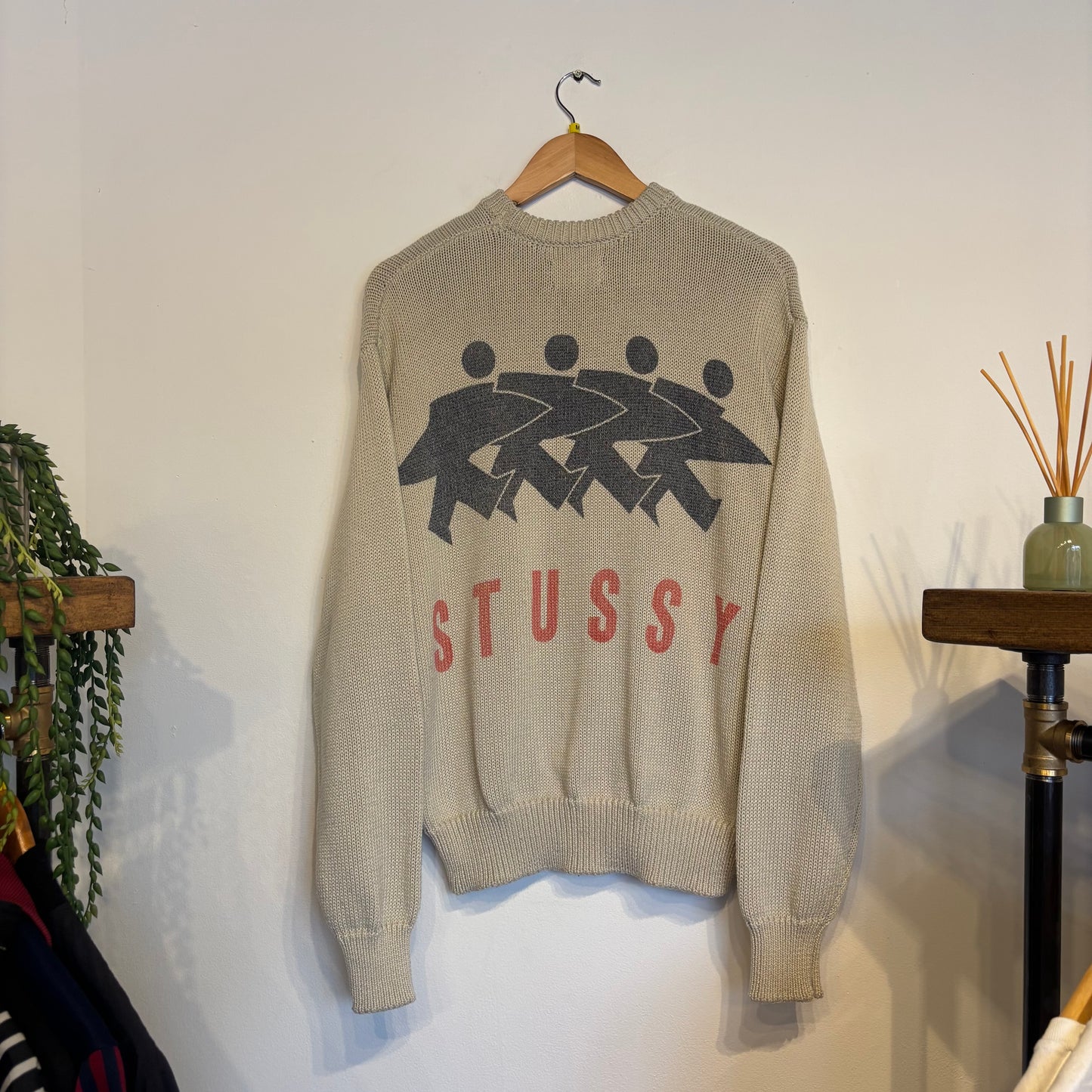 Stussy Surfman Icon Knit Sweater Cream (Medium)
