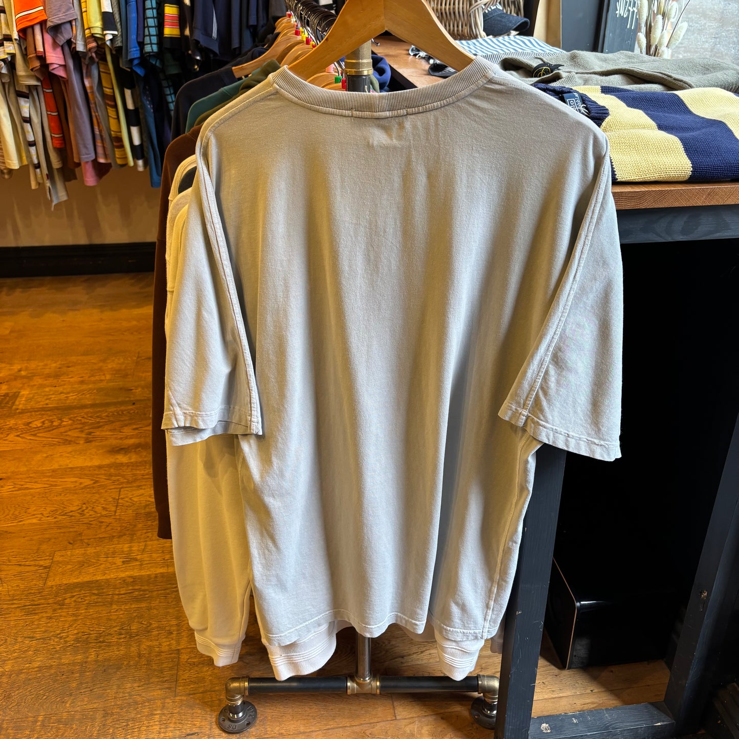 Stone Island Mirror Logo Embroidered T-Shirt Grey (Large)