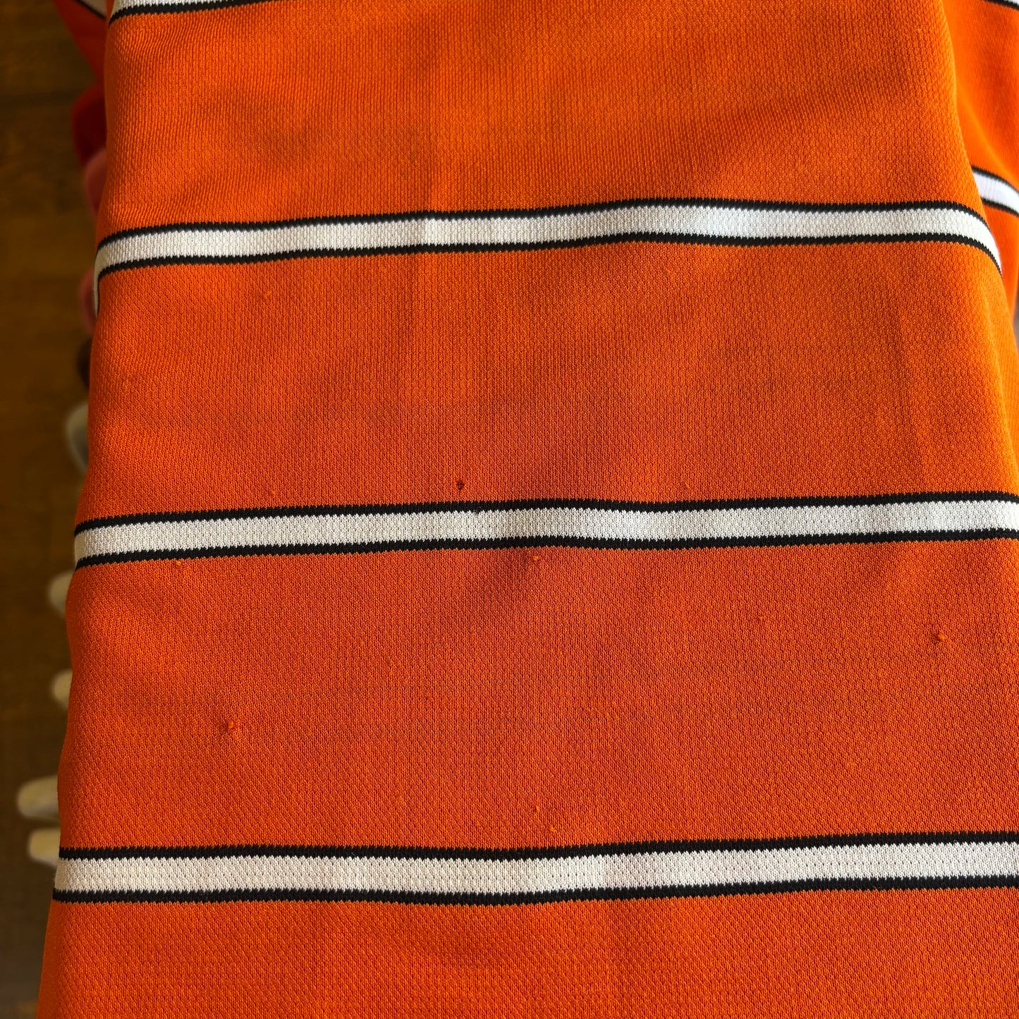 Nike 90s Centre Swoosh Striped T-Shirt Orange (Small)