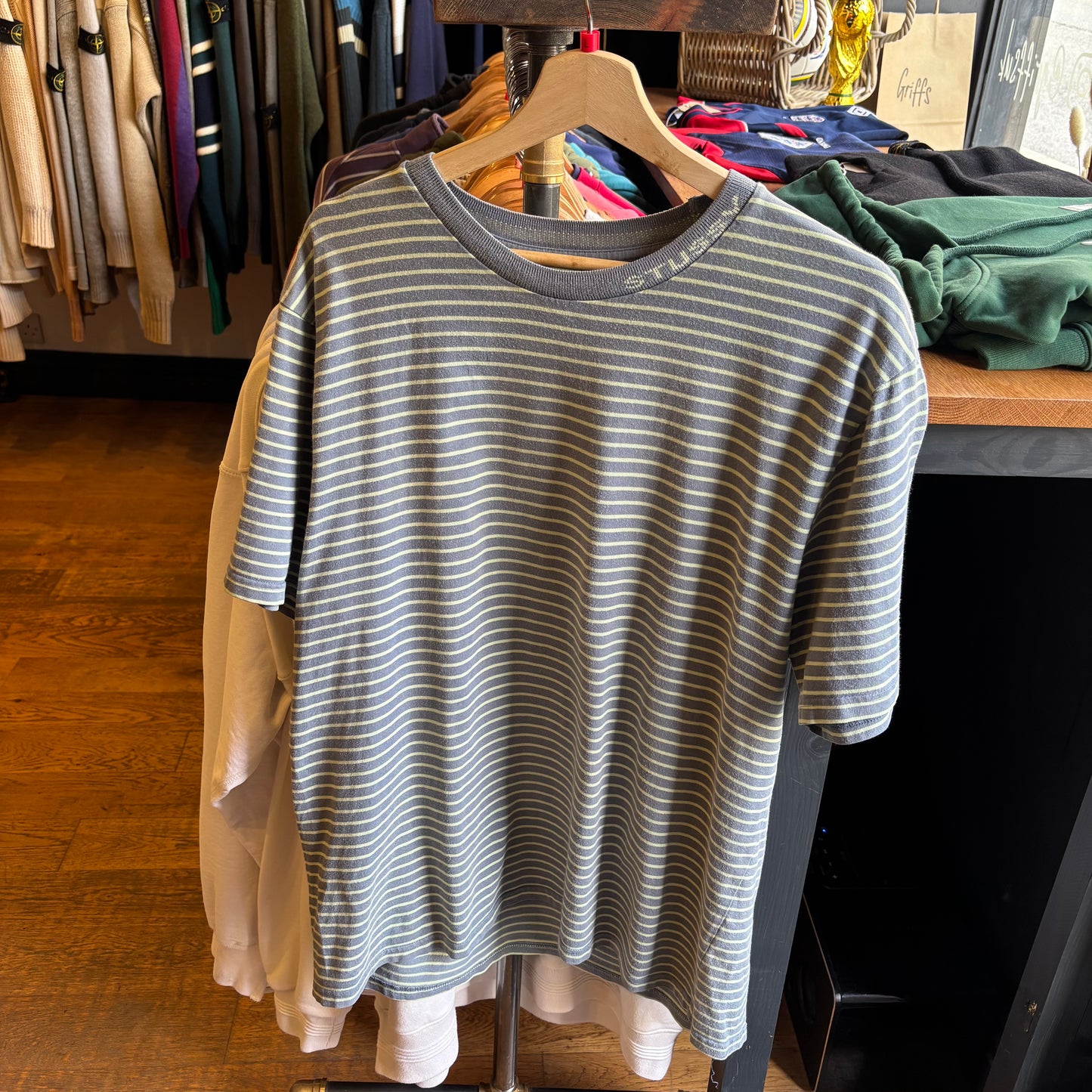 Stussy Jack Stripe Crew T-Shirt Blue (Large)
