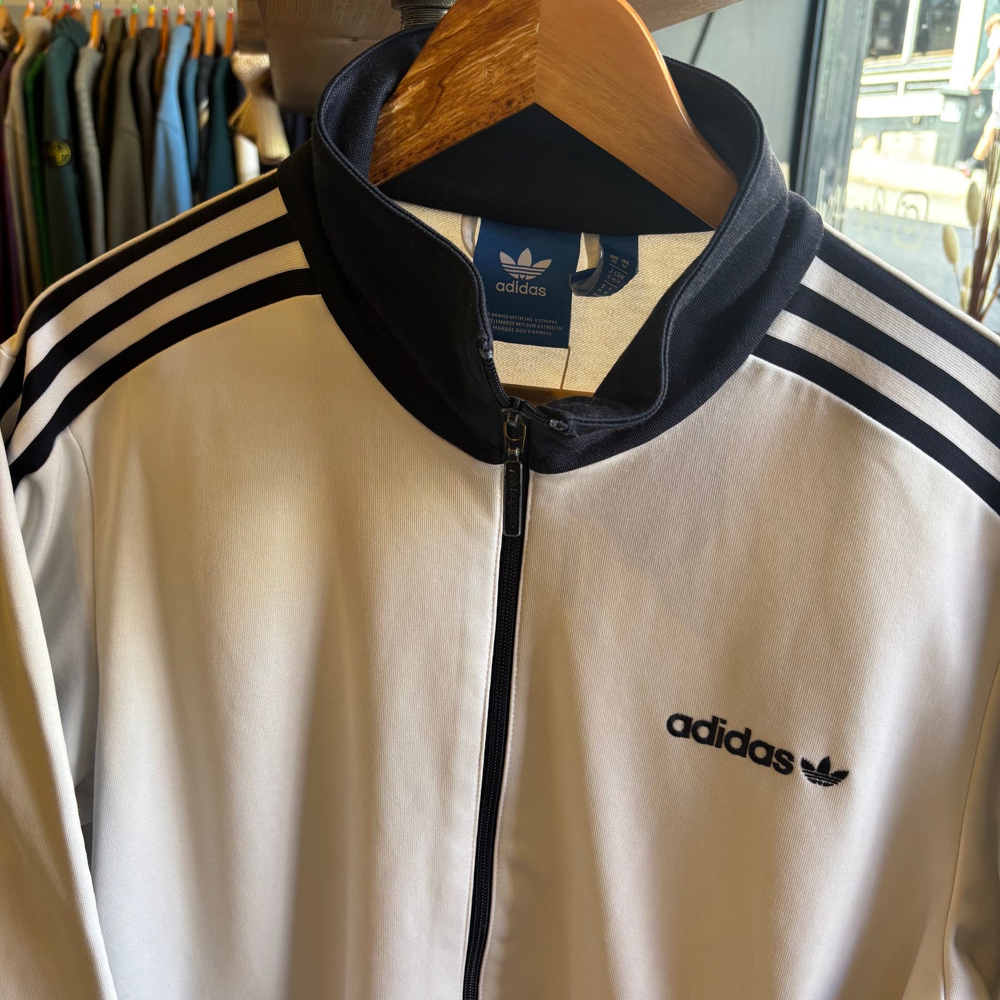 Adidas Zip Up Track Jacket White/ Navy (Medium)