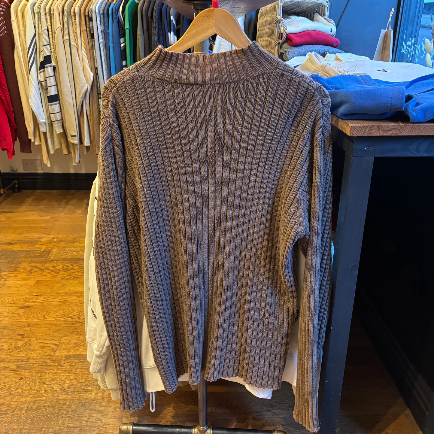 Timberland Ribbed Zip Up Knit Brown (Large)