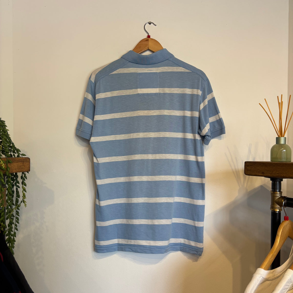Stone Island Denims Striped Polo Shirt Blue/ White (Large)