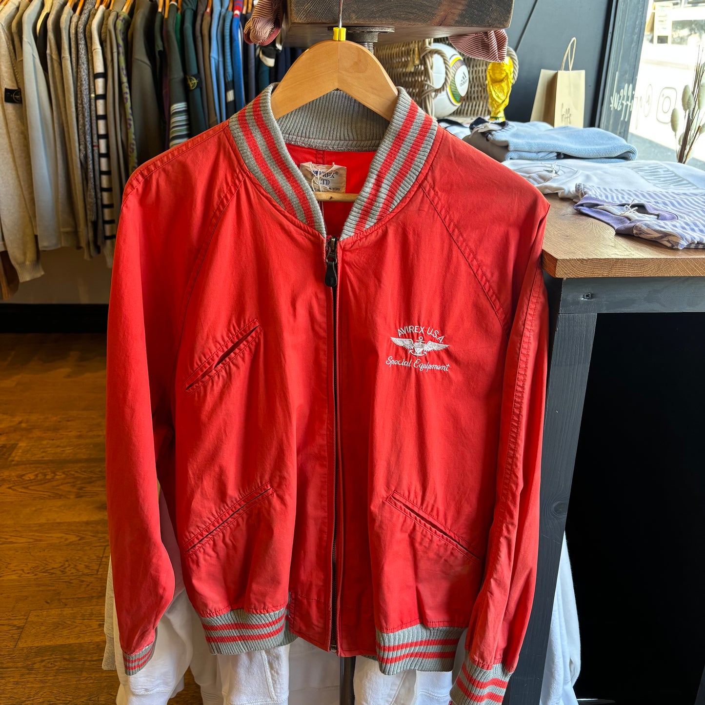 Avirex 1980s Zip Bomber Jacket Red (Medium)