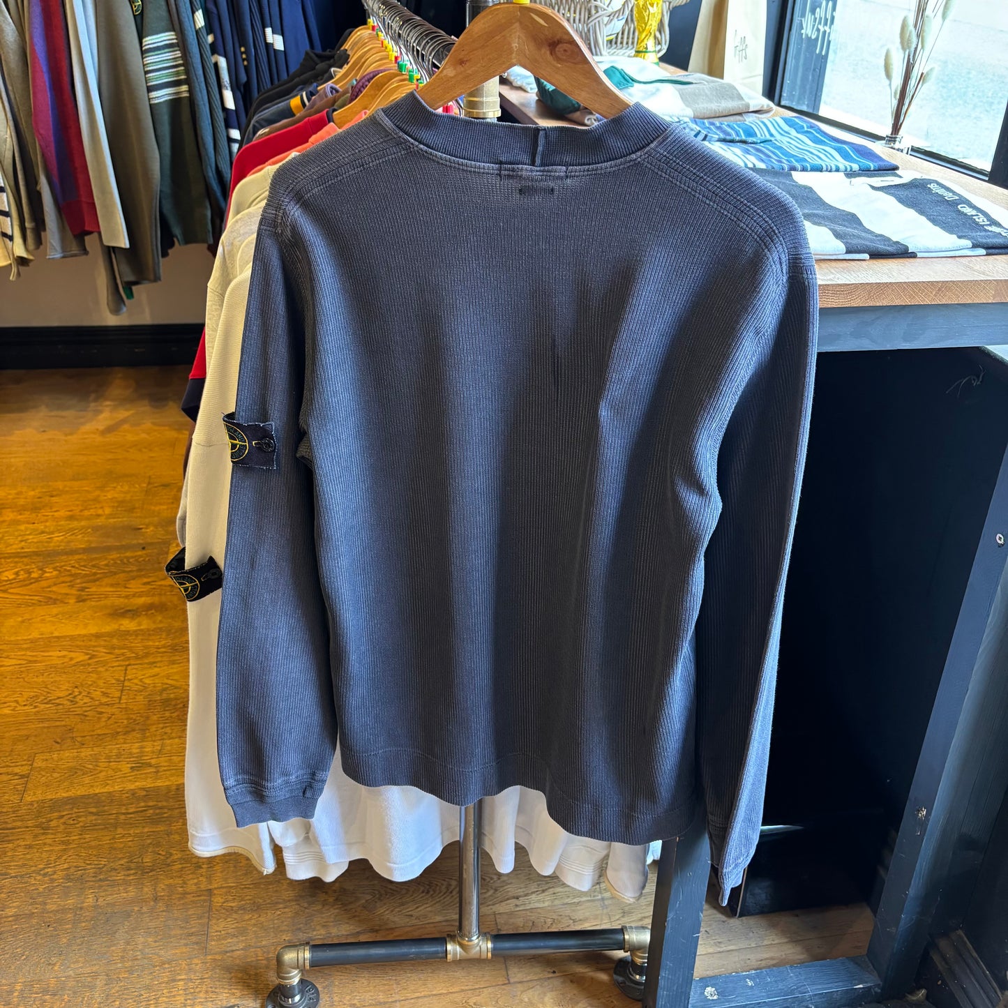 Stone Island S/S 2004 Ribbed Sweatshirt Blue (Medium)