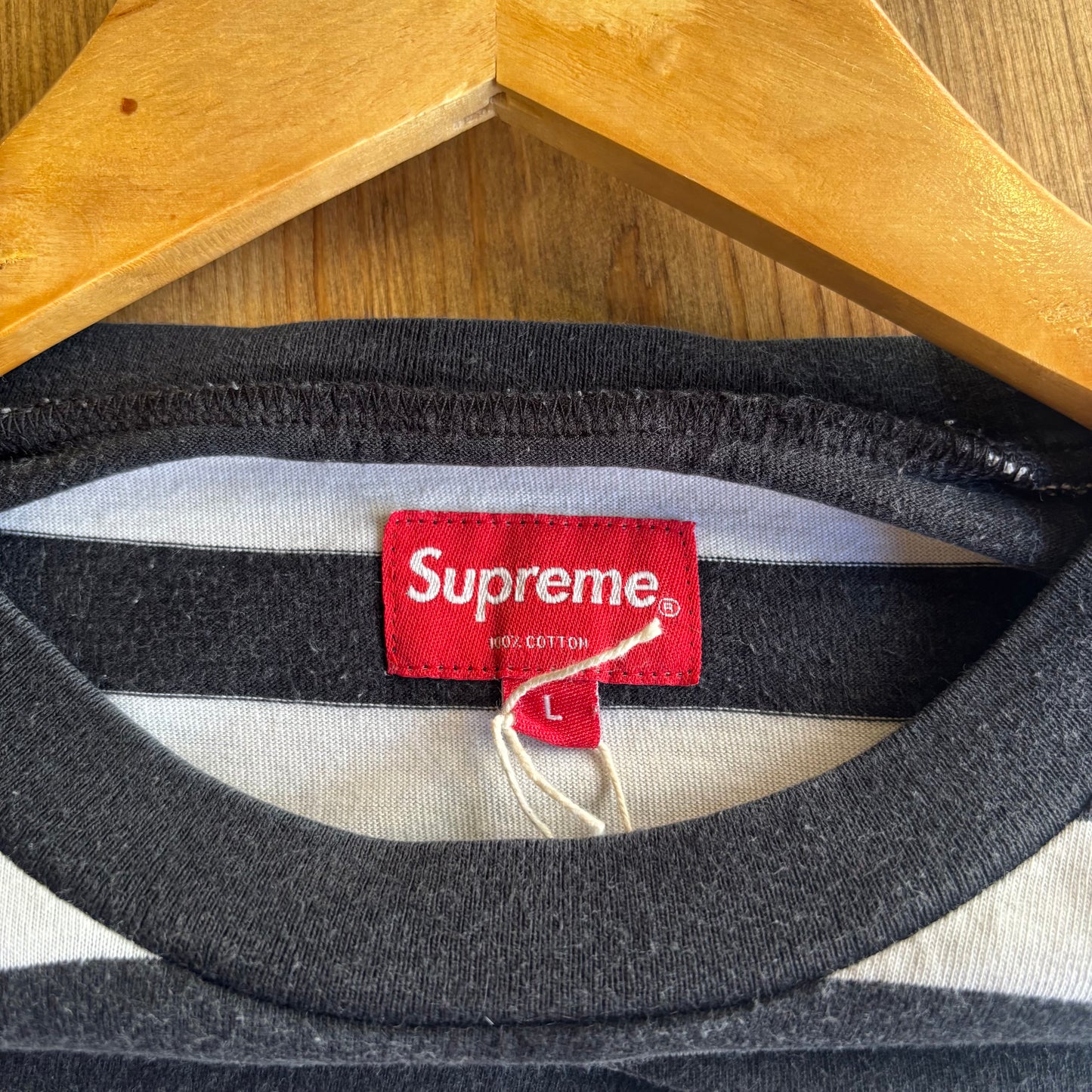Supreme SS18 Bar Stripe T-Shirt Black/ White (Large)