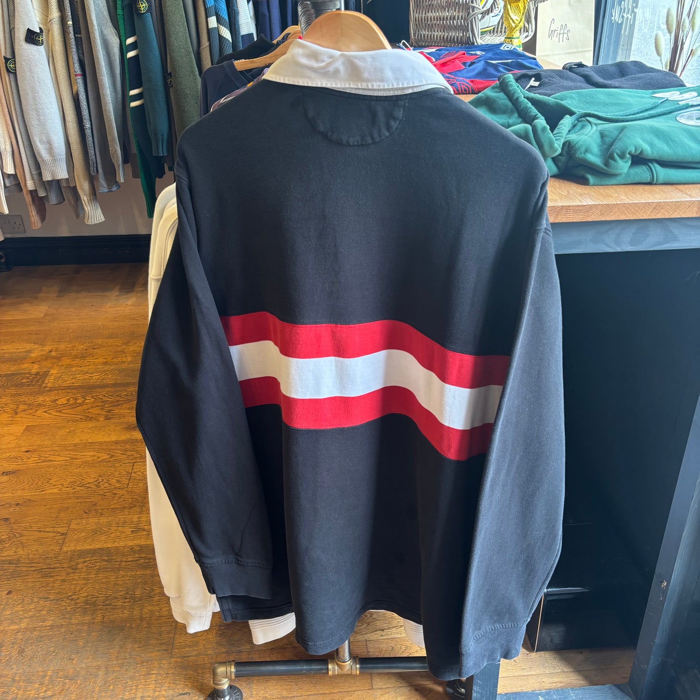 Ralph Lauren Stripe Longsleeve Polo Shirt Black (XL)