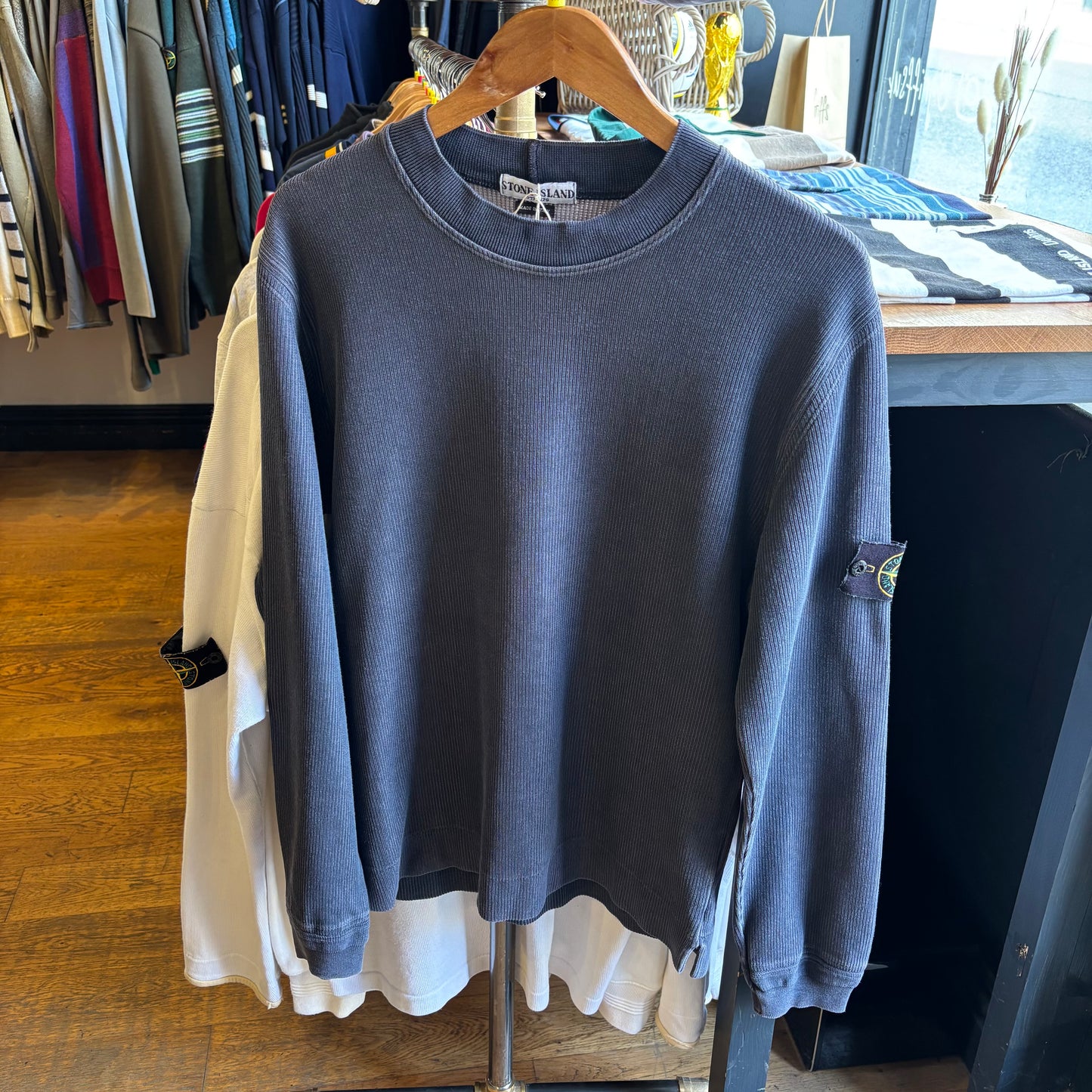 Stone Island S/S 2004 Ribbed Sweatshirt Blue (Medium)