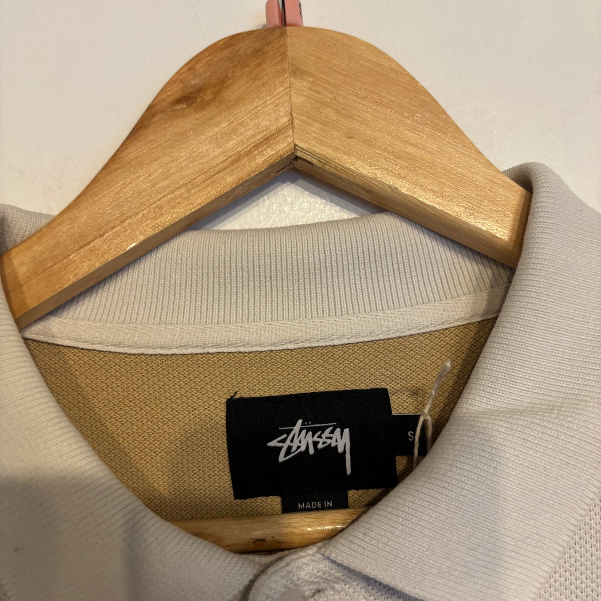 Stussy Panel Longsleeve Polo Shirt Grey/ Beige (Small)
