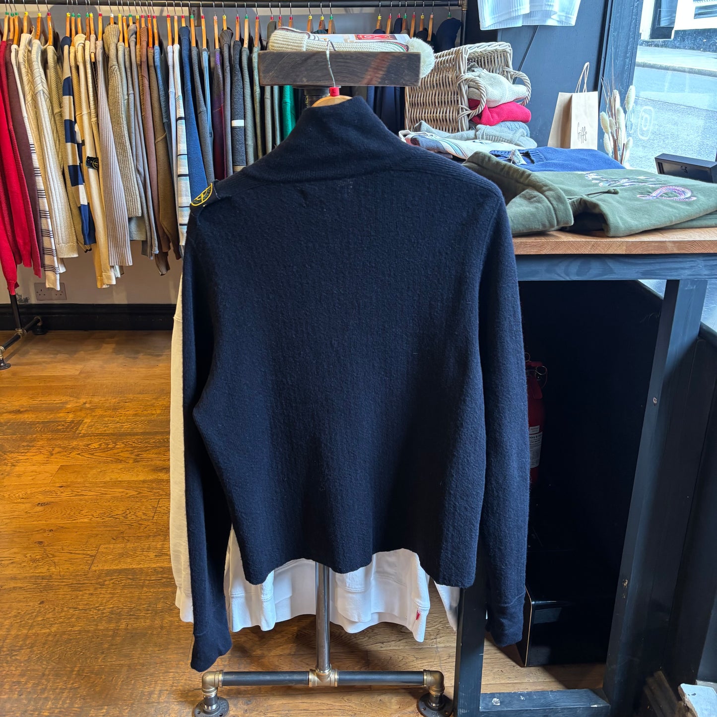 Stone Island AW06 Quarter Button Knit Jumper Black (Large)