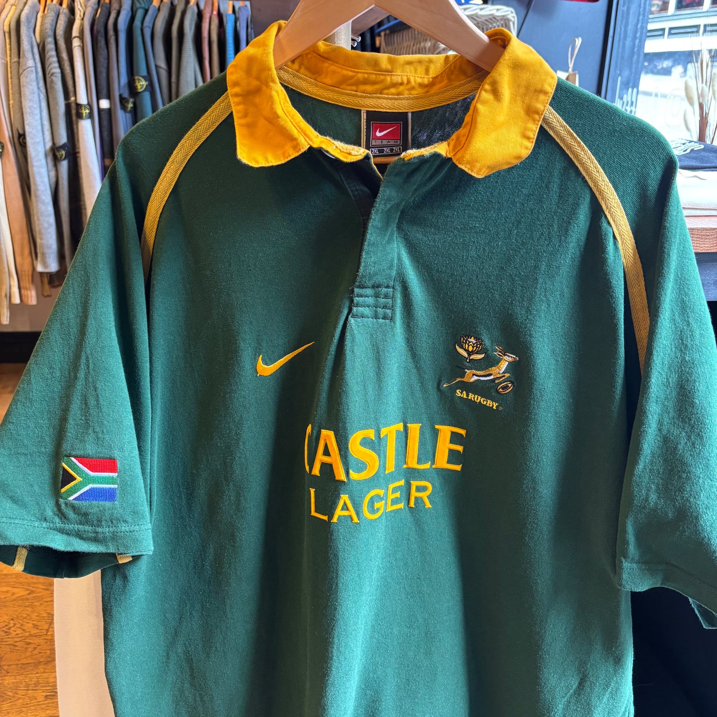 South Africa Nike 2001/03 Rugby Polo Shirt Green (XXL)