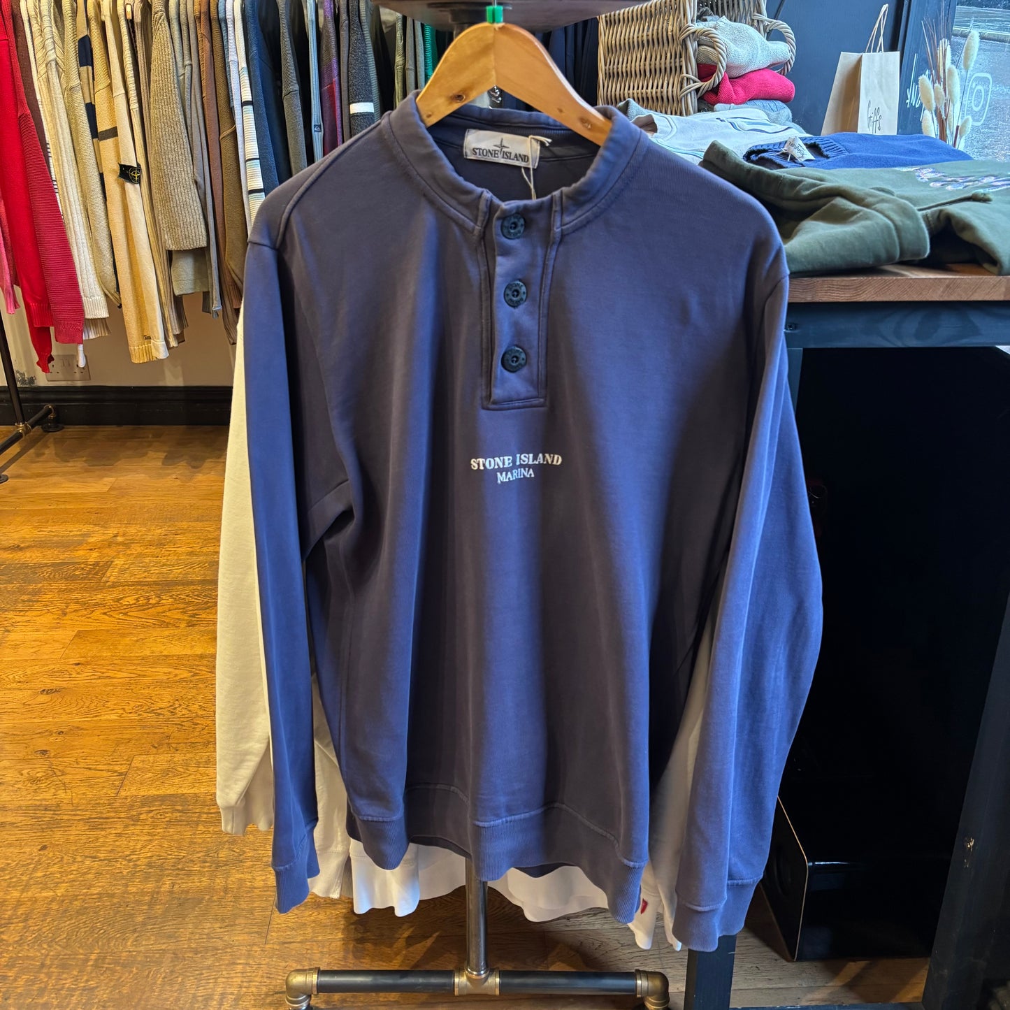 Stone Island SS14 Marina Button Jumper Navy (XL)