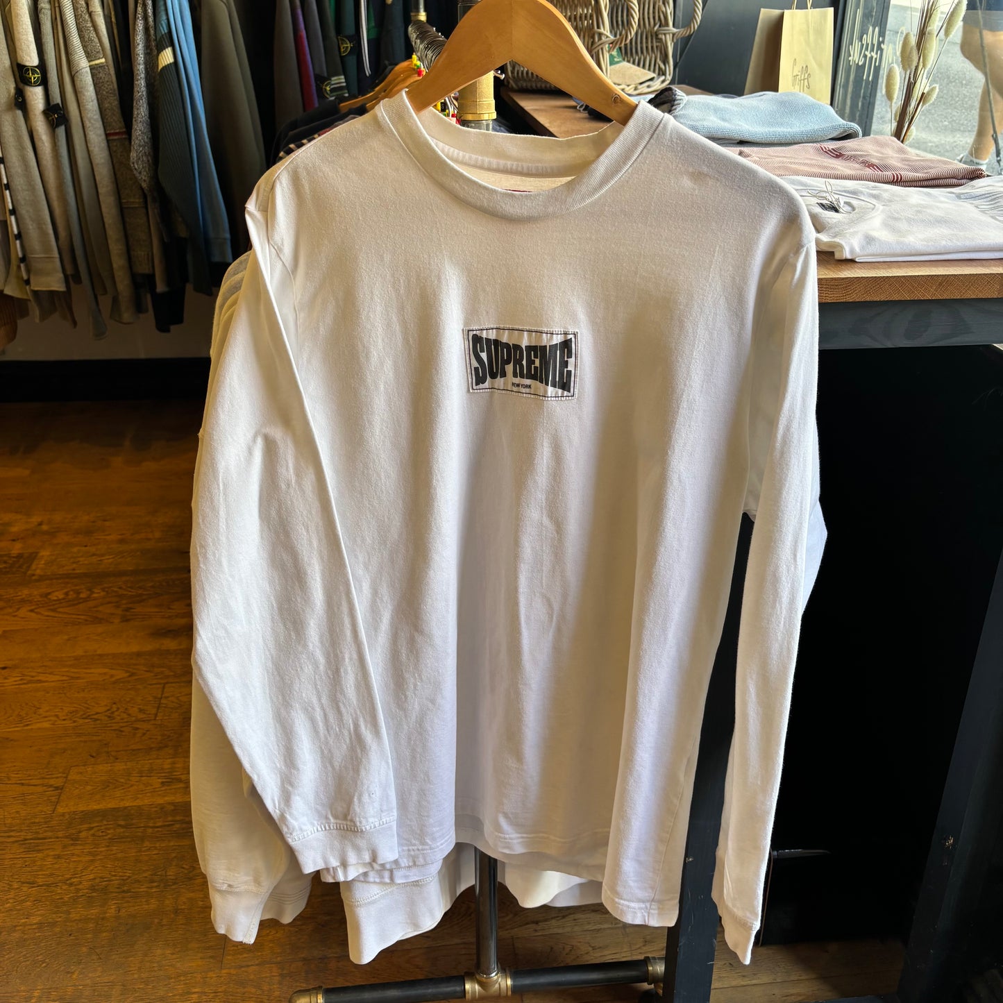 Supreme FW20 Woven Label Longsleeve T-Shirt White (Medium)
