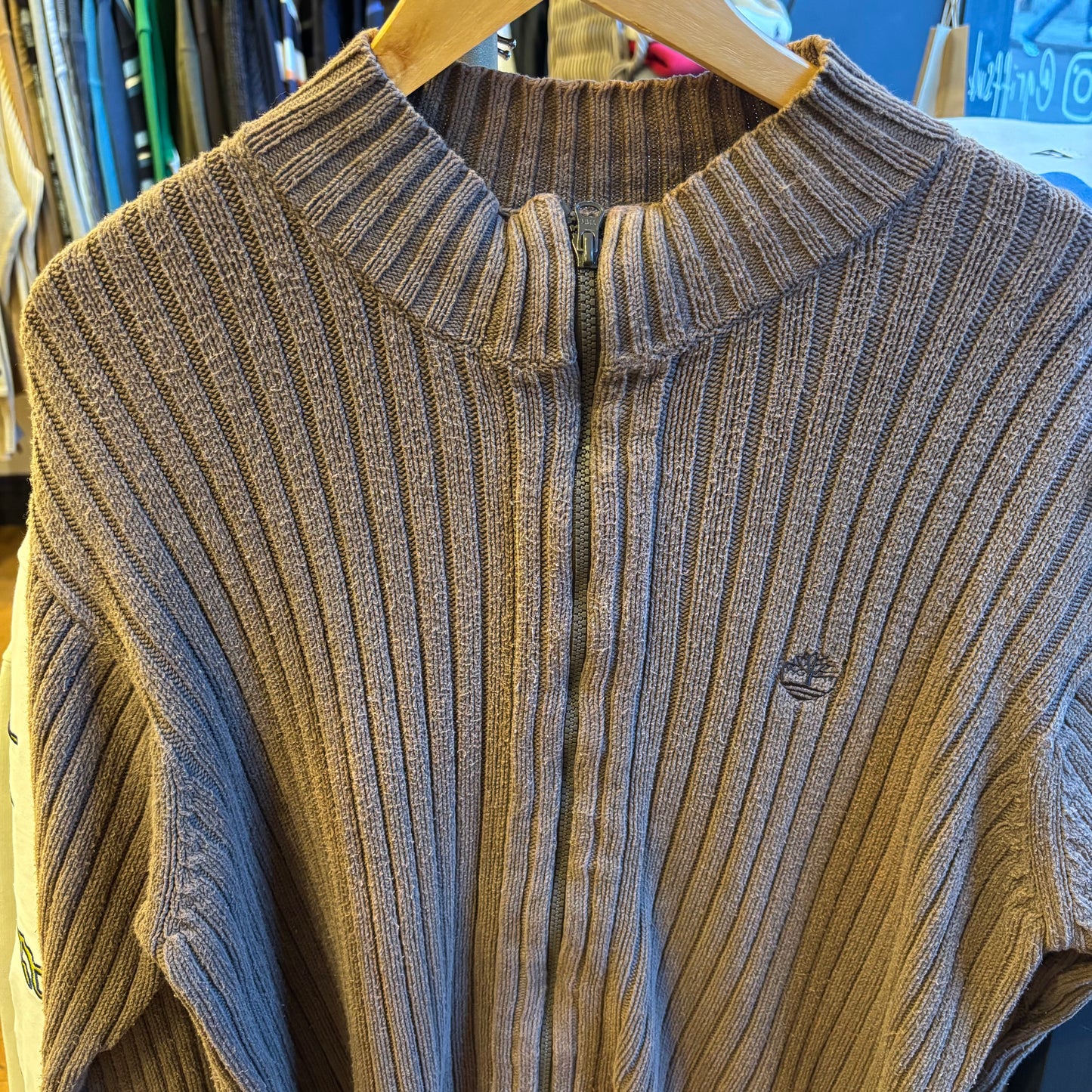 Timberland Ribbed Zip Up Knit Brown (Large)