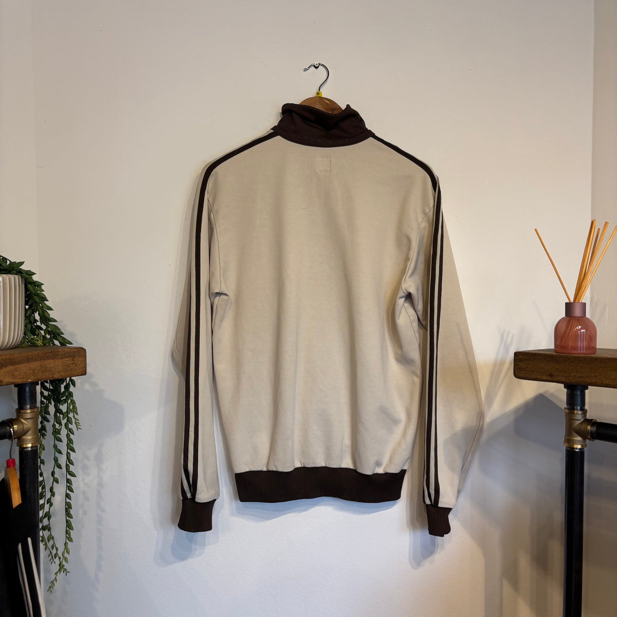 Adidas Zip Track Jacket Cream/ Brown (Large)