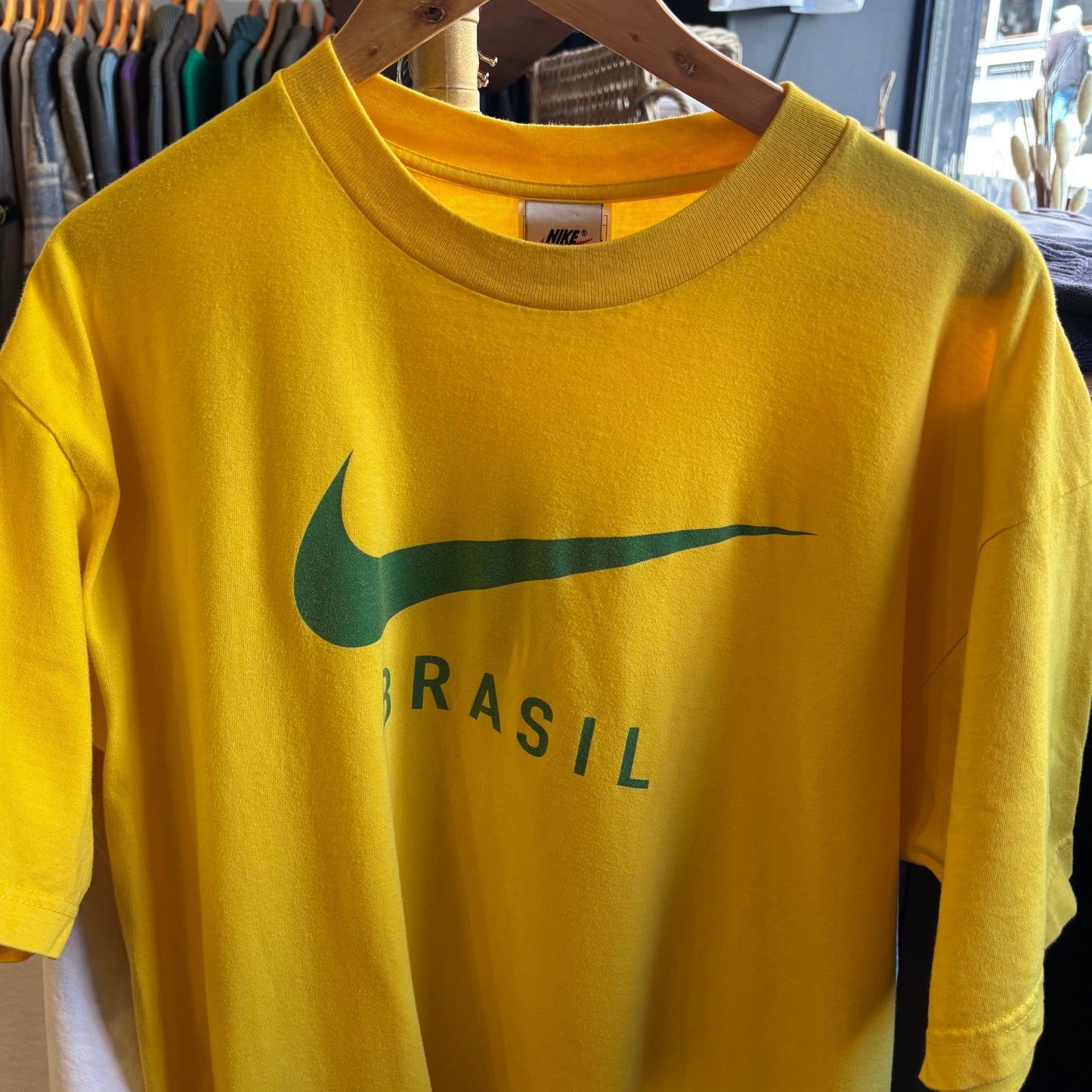 Nike Brazi Football 90s Graphic T-Shirt Yellow (Large)