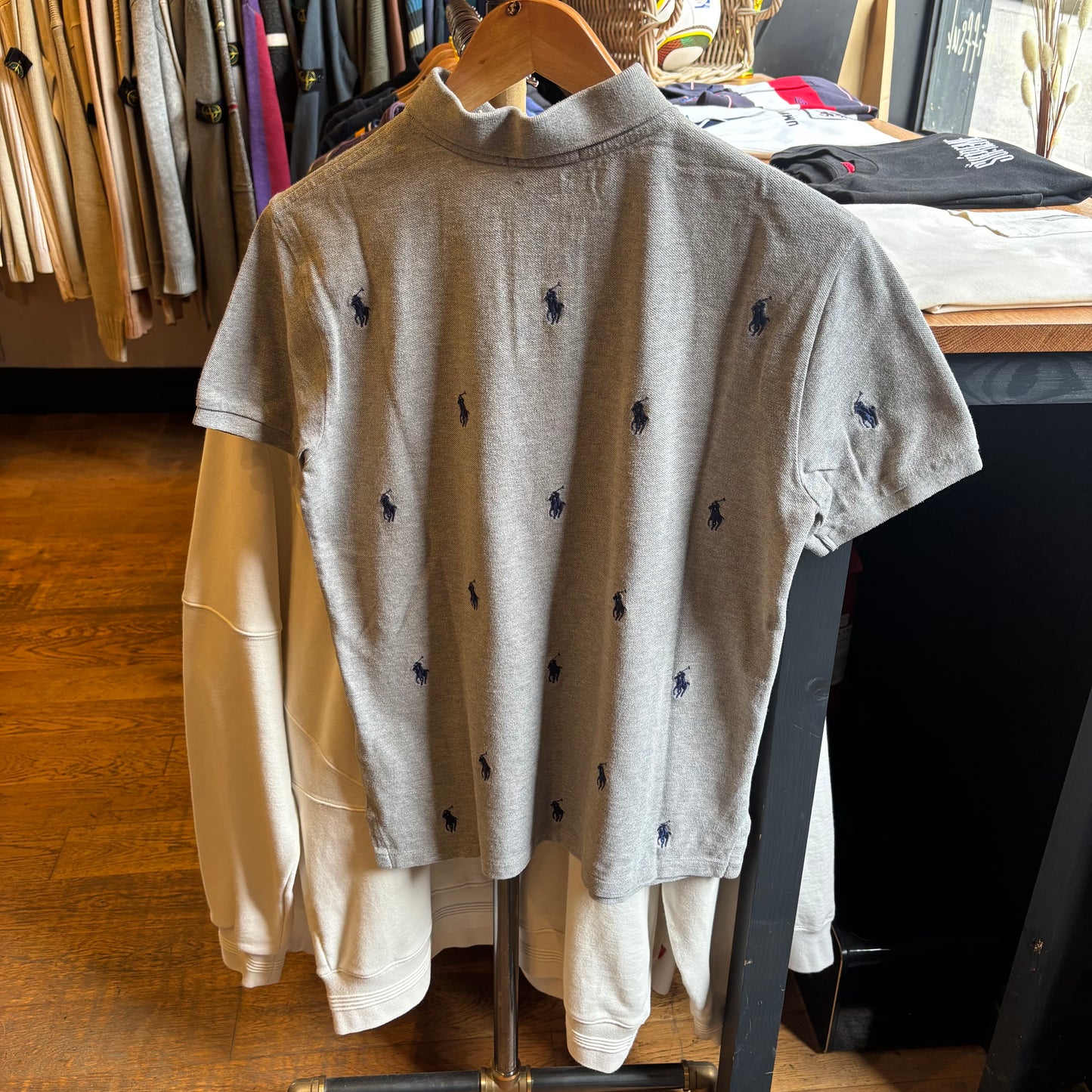 Ralph Lauren All Over Pony Polo Shirt Grey (Small)