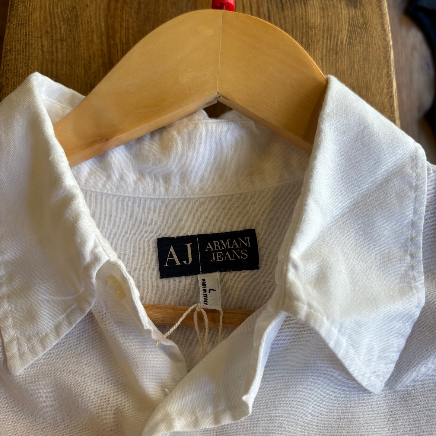Armani Jeans Linen Button Up Shirt White (Large)