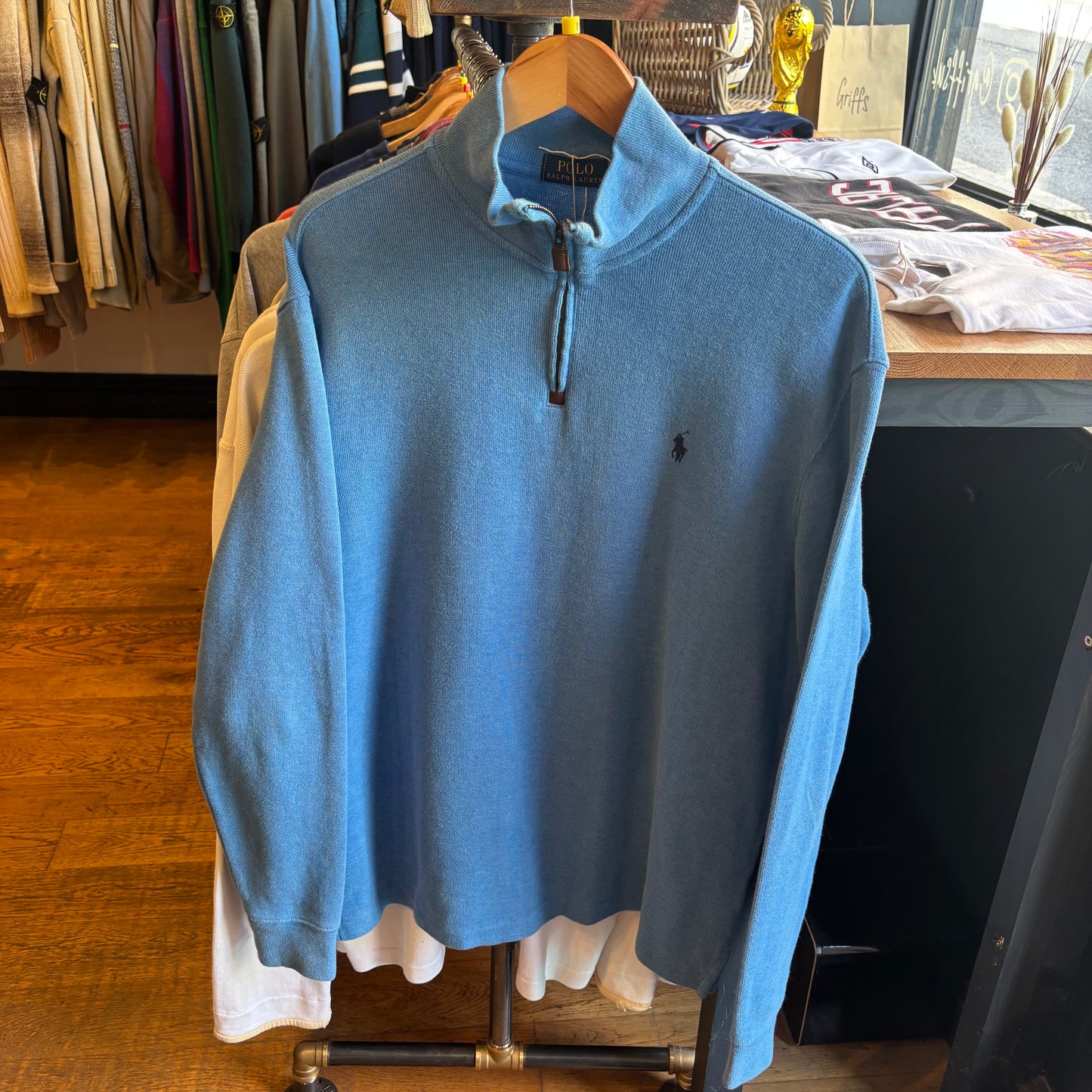 Ralph Lauren Quarter Zip Pullover Jumper Light Blue (Medium)