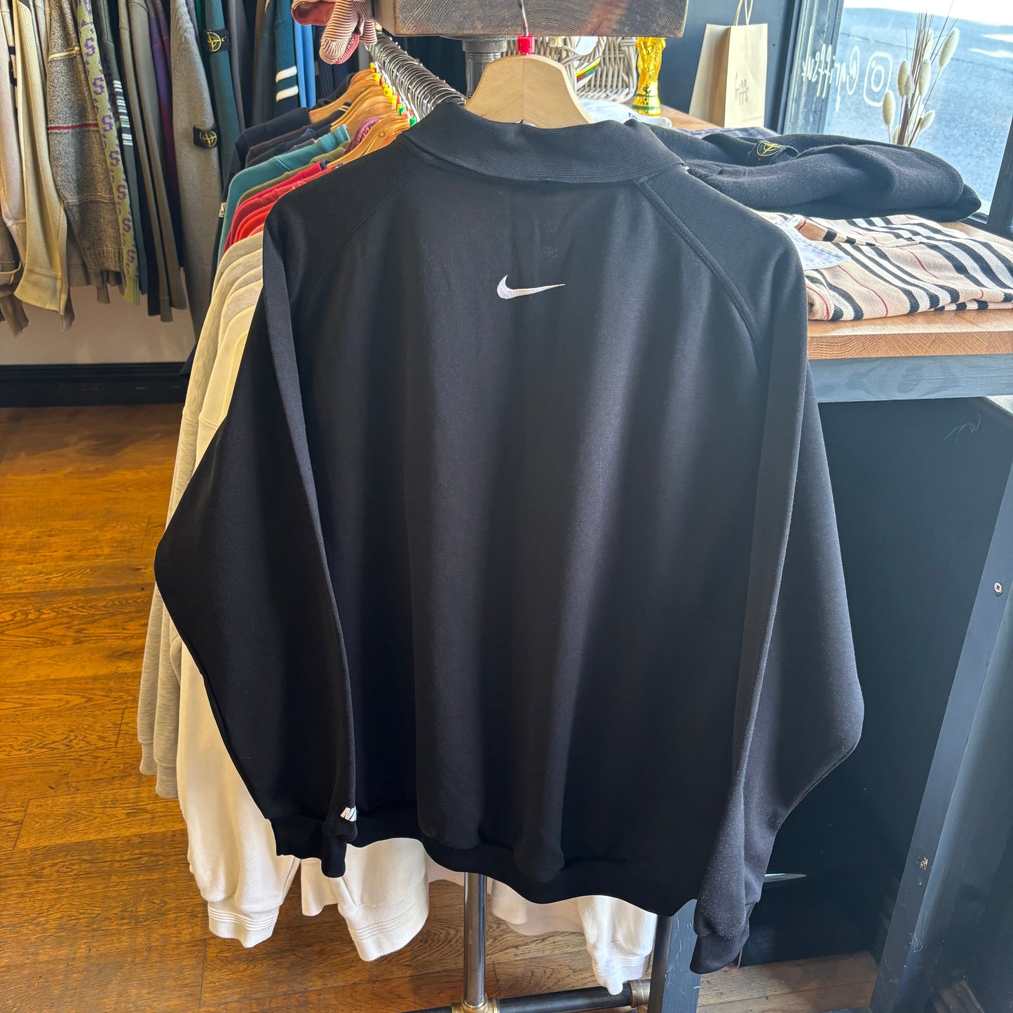 Nike 90s Centre Swoosh Oversized Polo Jumper Black (Large)