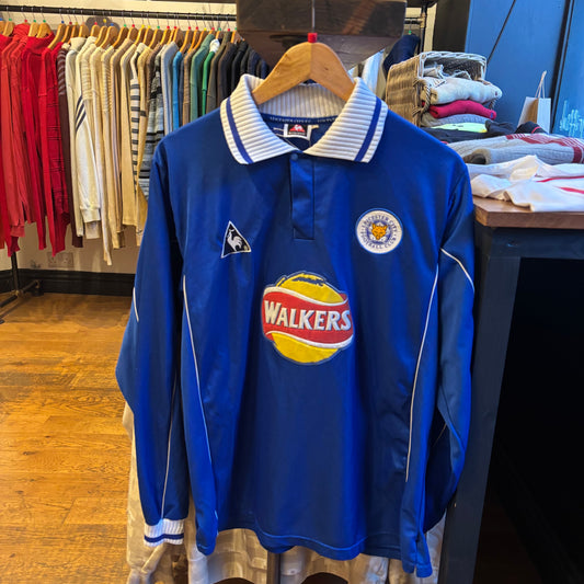 Leicester City 2000/01 Walkers Longsleeve Shirt Blue (Large)