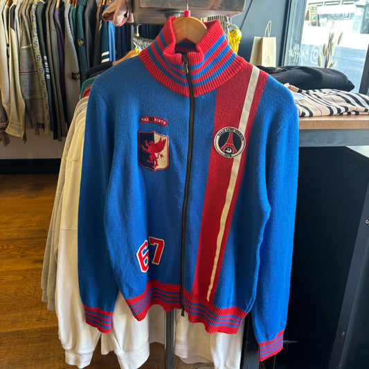 Paris Saint Germain Full Zip Knit Jumper Blue (Large)