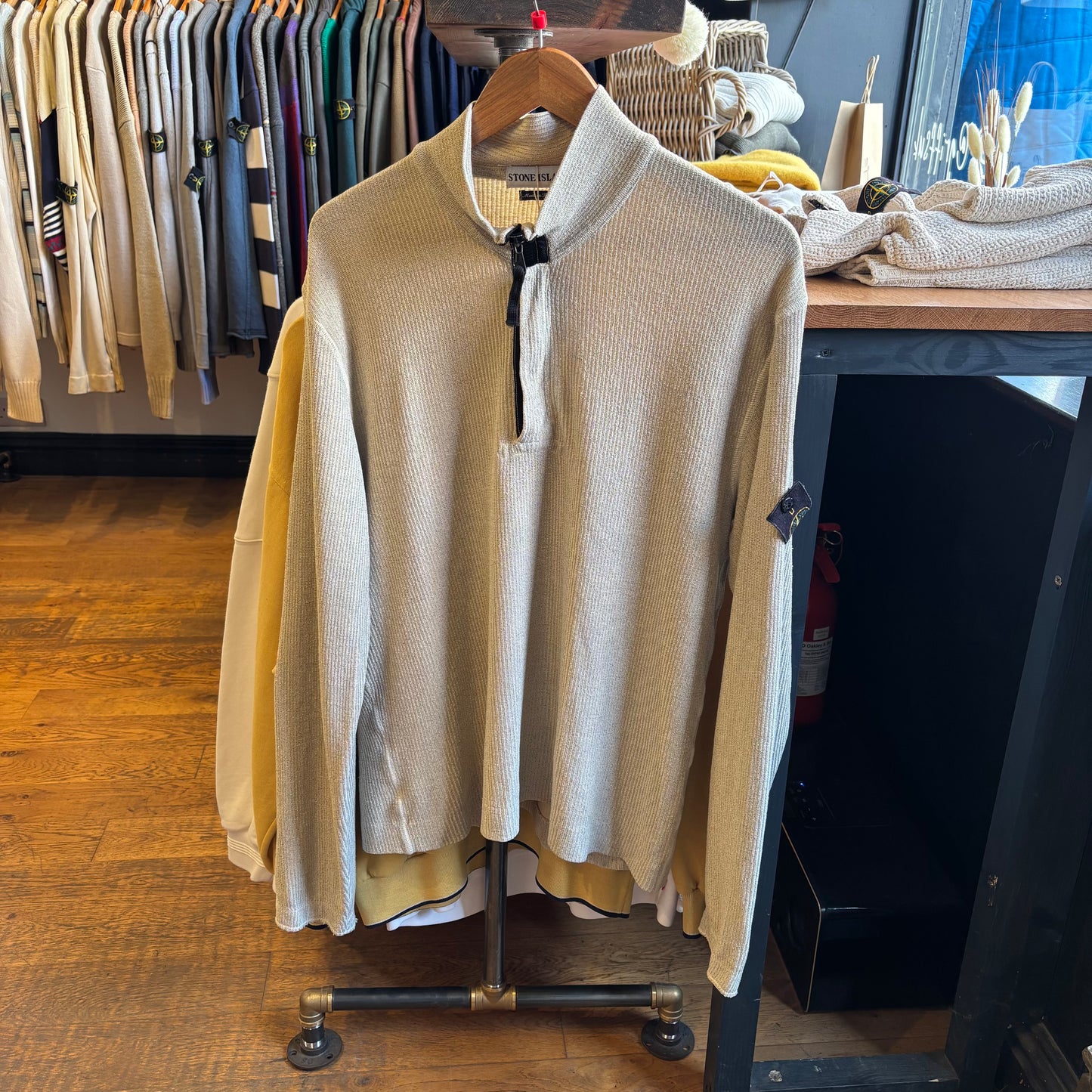 Stone Island AW03 Quarter Zip Jumper Cream (Large)