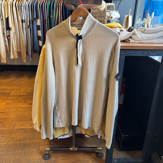 Stone Island AW03 Quarter Zip Jumper Cream (Large)