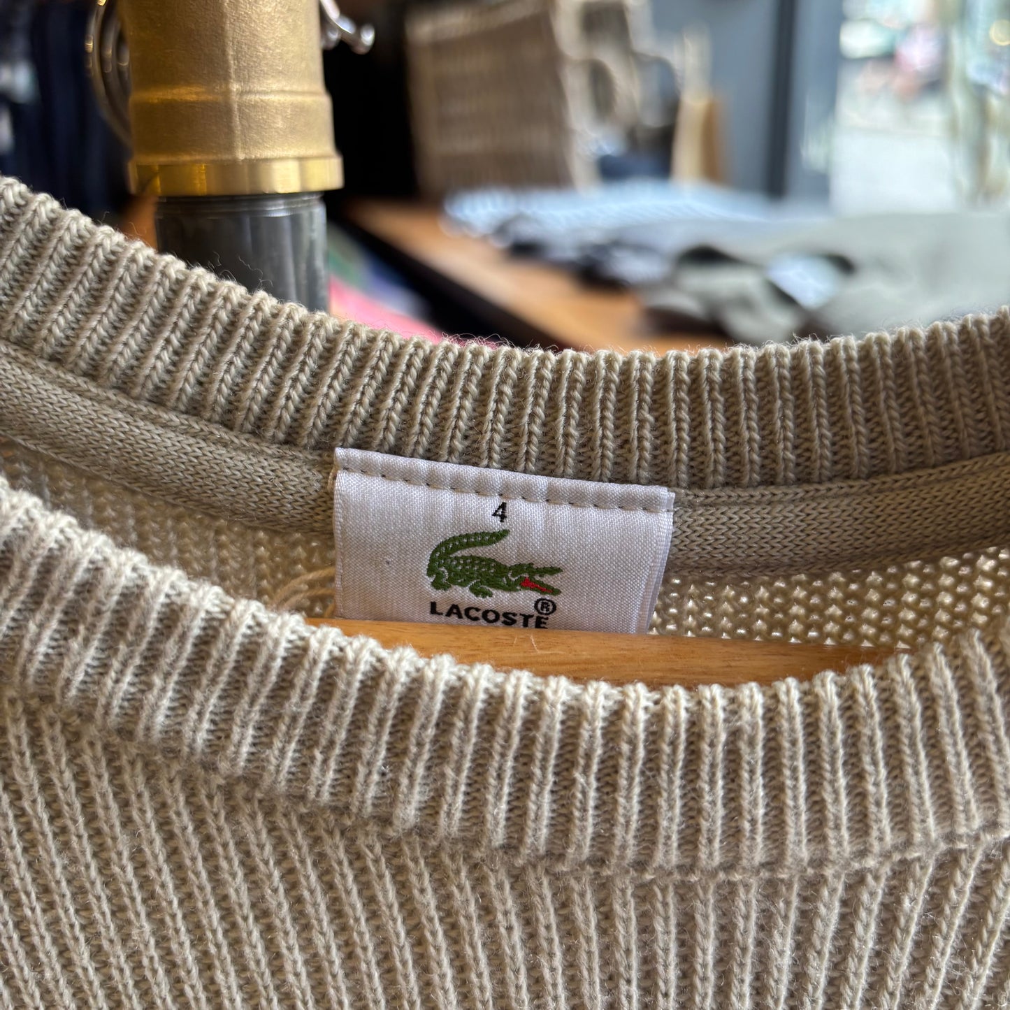 Lacoste Chunky Pullover Knit Jumper Beige (Medium)