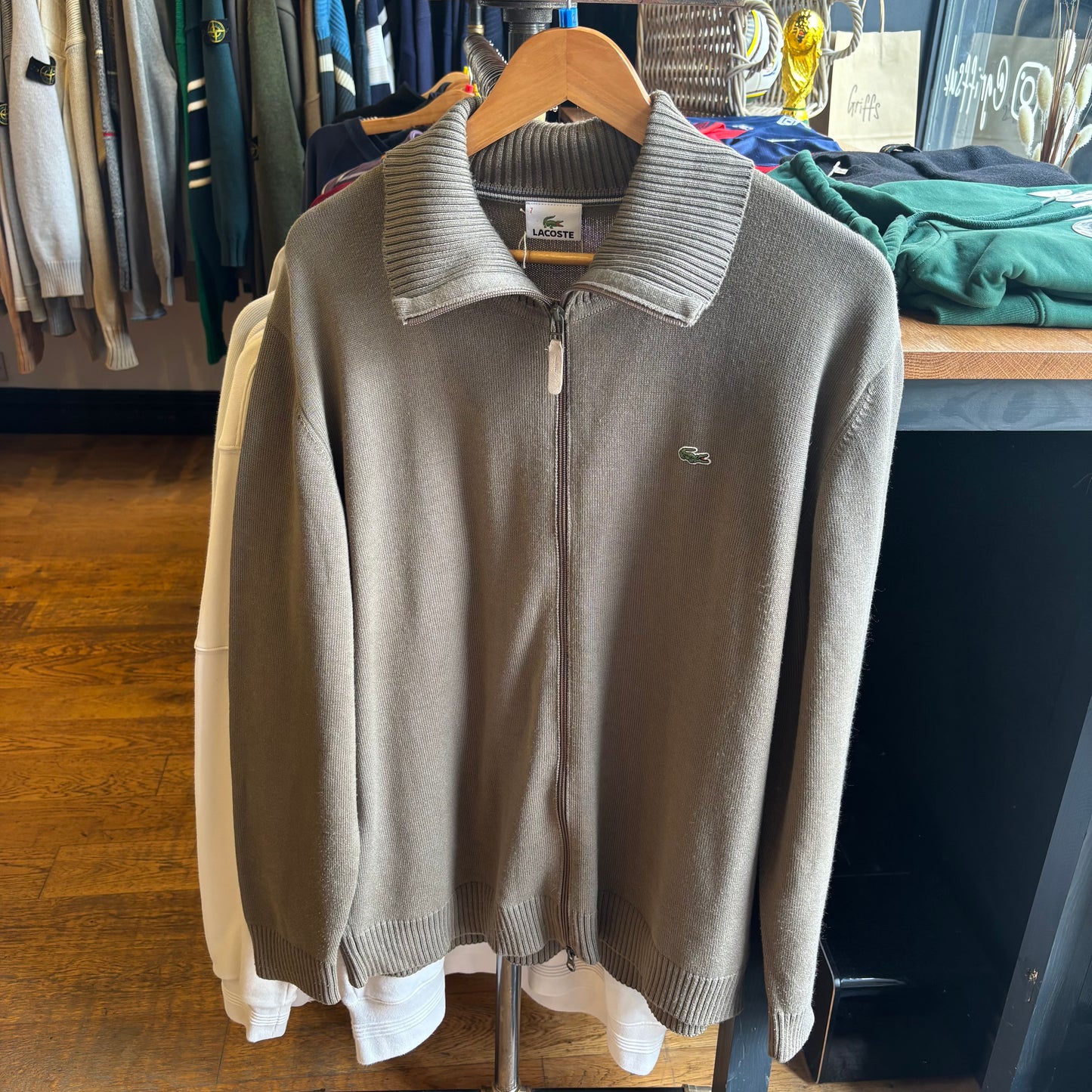 Lacoste Full Zip Knit Jumper Green (XXL)