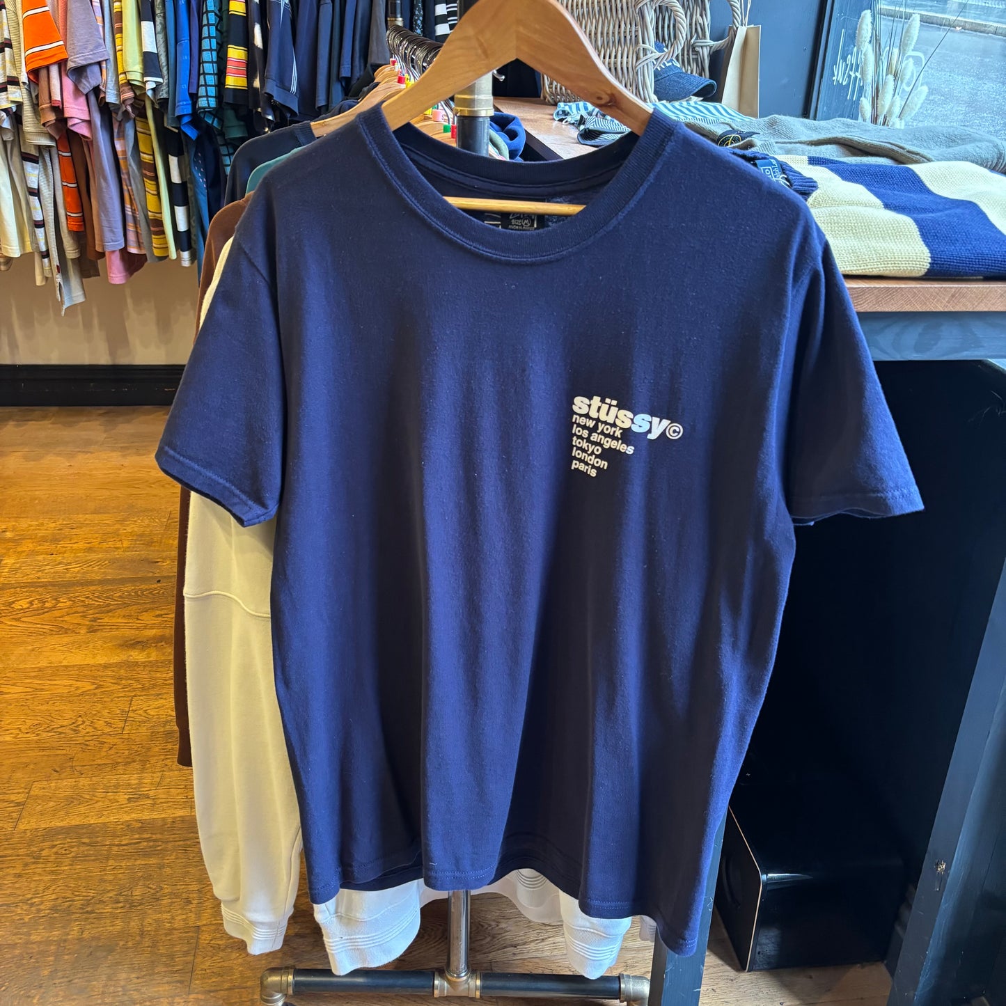 Stussy Strawberry Print T-Shirt Navy (Medium)