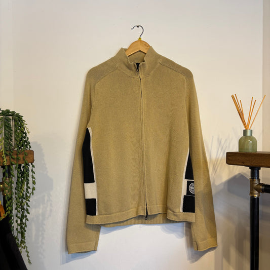 Stone Island S/S 2004 Full Zip Taper Knit Beige (XL)