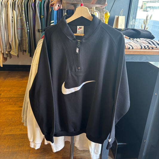 Nike 90s Centre Swoosh Oversized Polo Jumper Black (Large)
