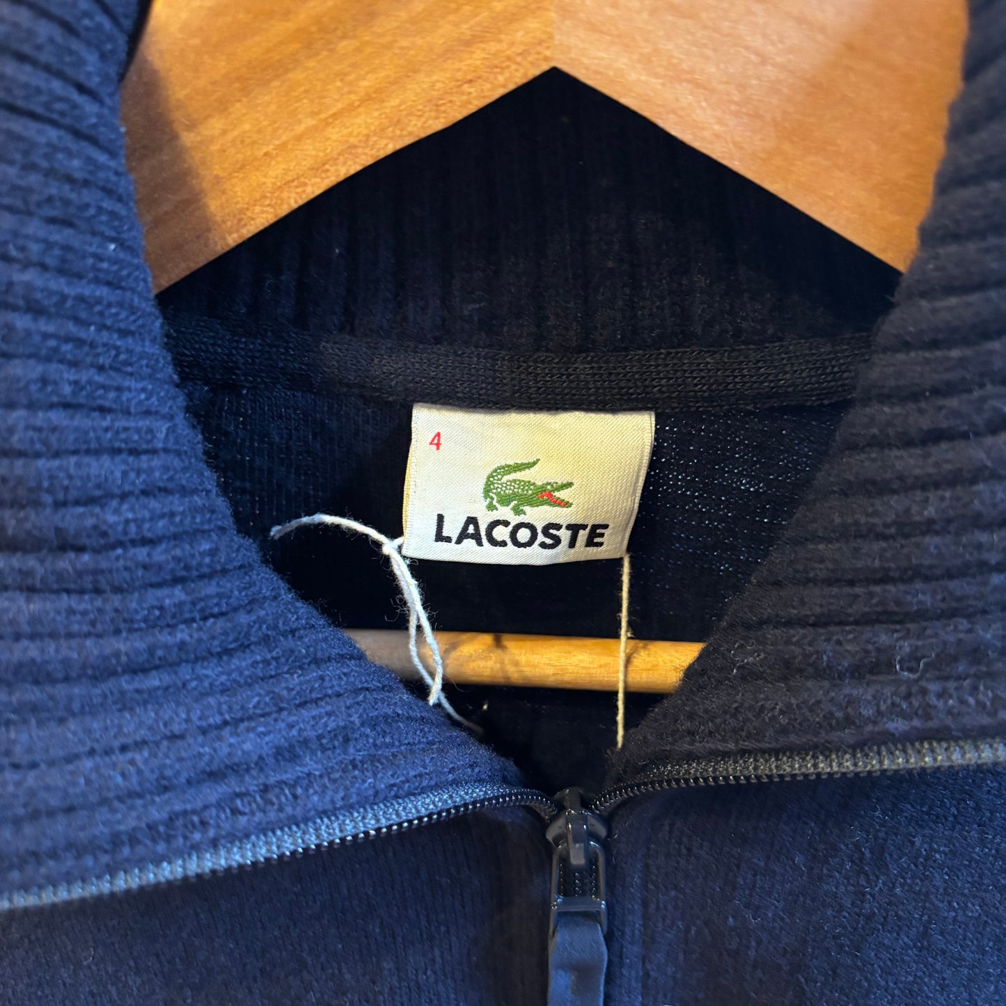 Lacoste Full Zip Wool Knitted Jumper Navy (Large)