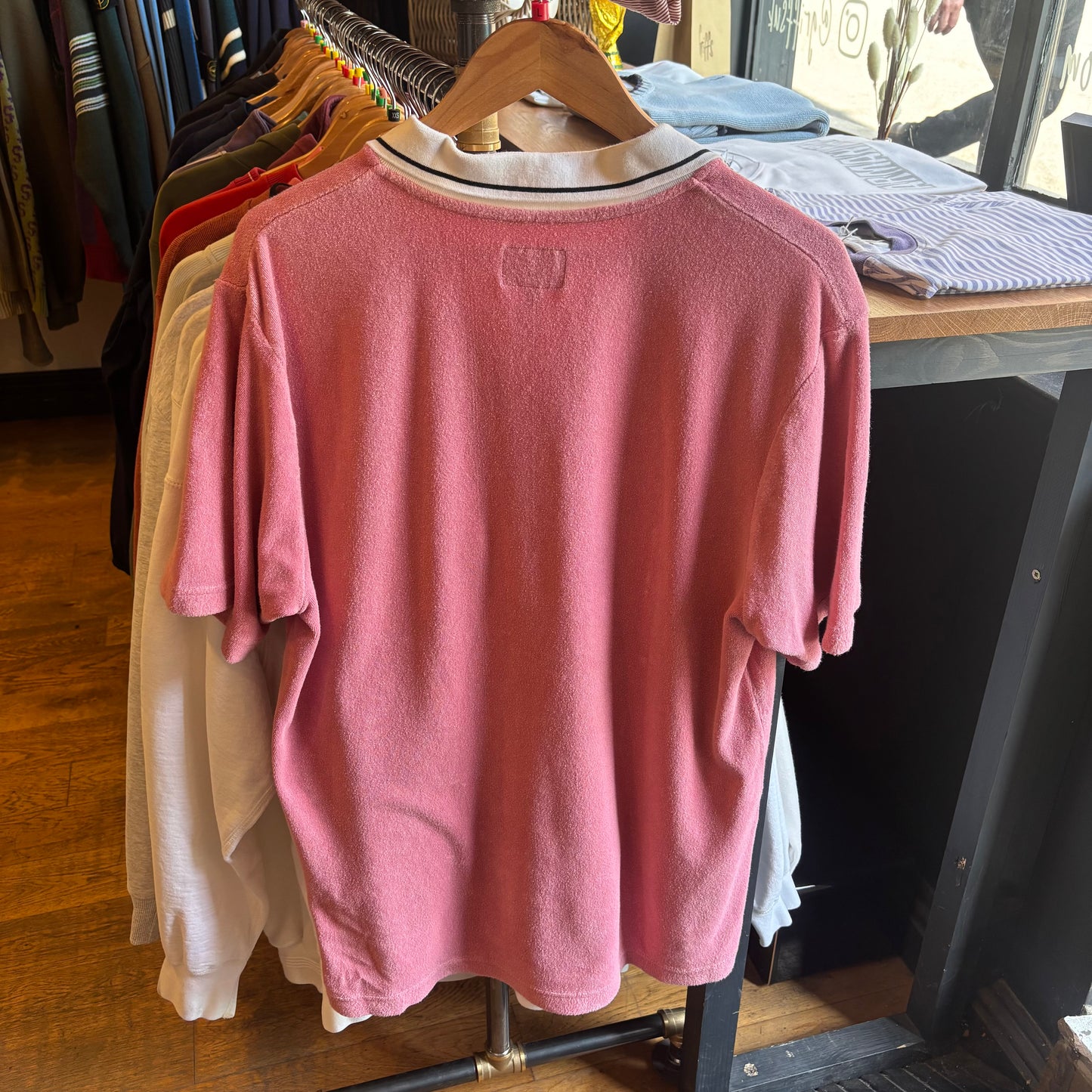 Stussy Terry Lion Zip Polo Shirt Pink (Large)