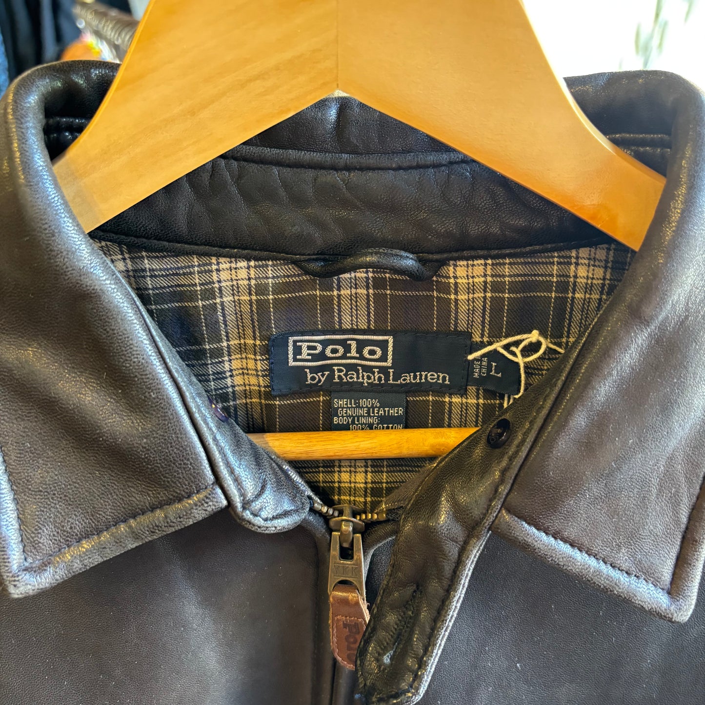 Ralph Lauren Leather Harrington Style Jacket Brown (Large)