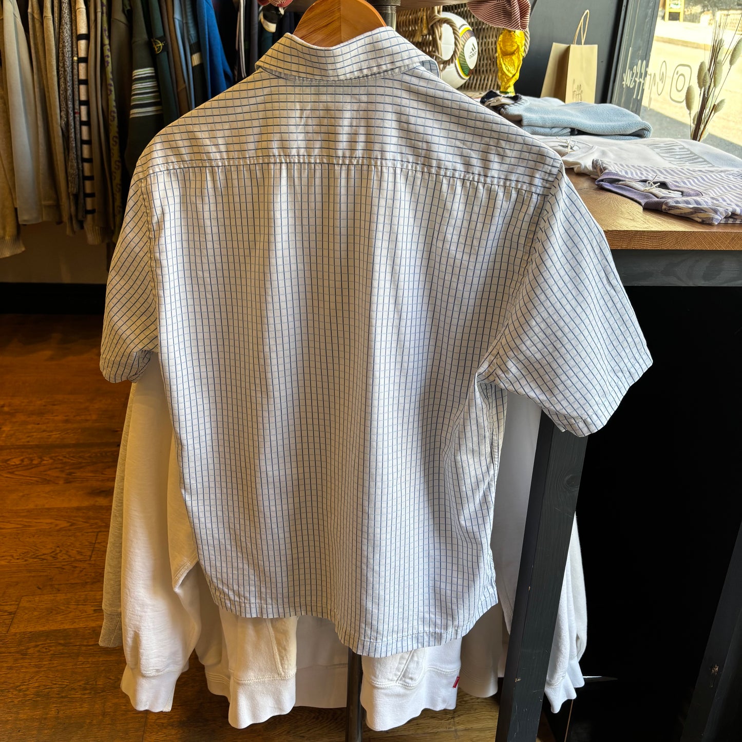 Yves Saint Laurent Button Up Plaid Shirt White (Medium)