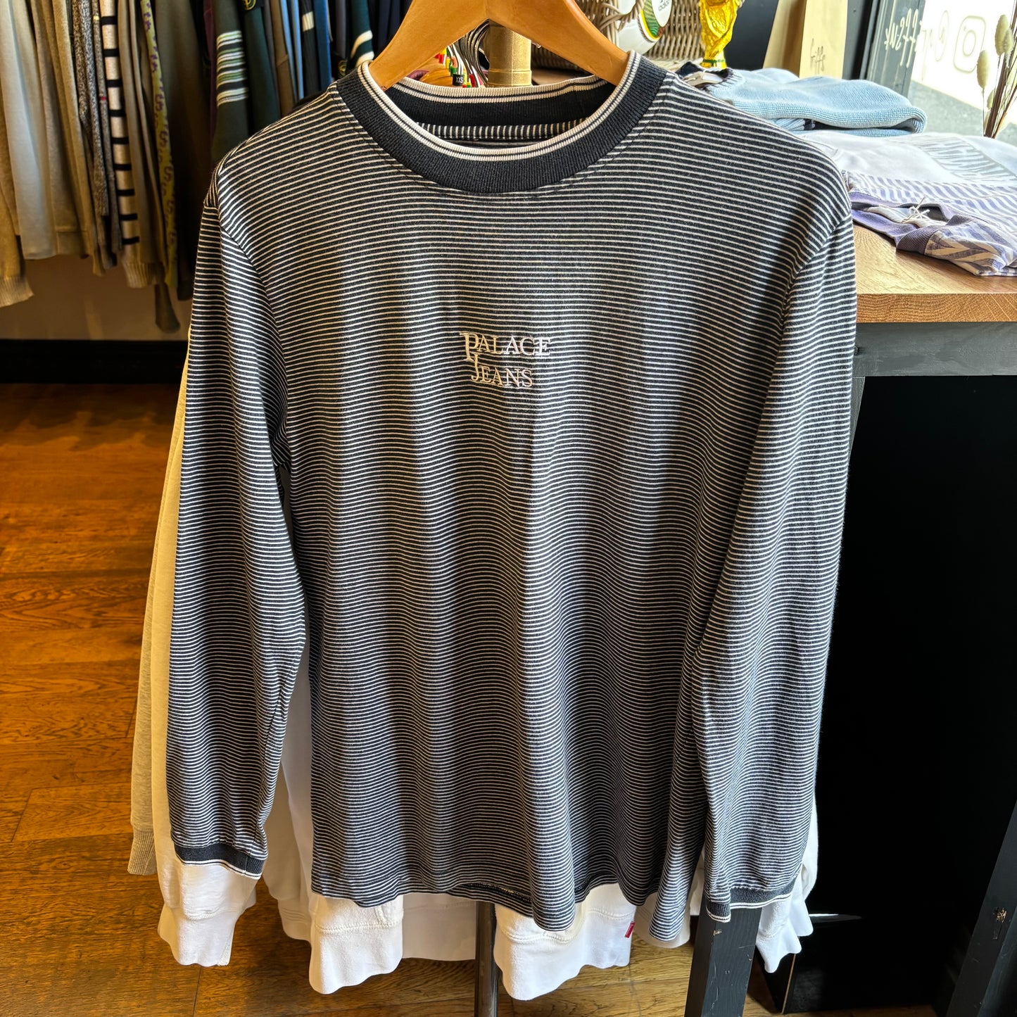 Palace Jeans FW17 Longsleeve Striped T-Shirt Navy (Medium)